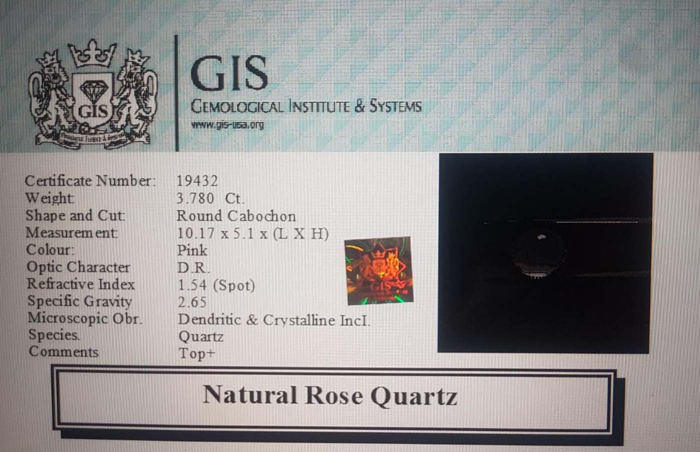 Rose Quartz 3.78 Ct.
