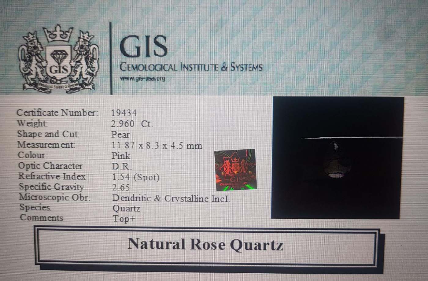 Rose Quartz 2.96 Ct.