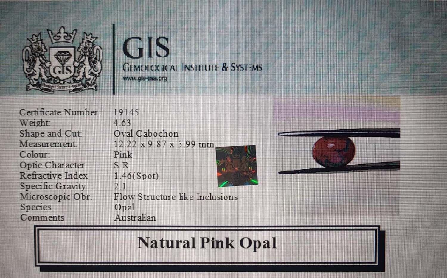 Pink Opal 4.63 Ct.
