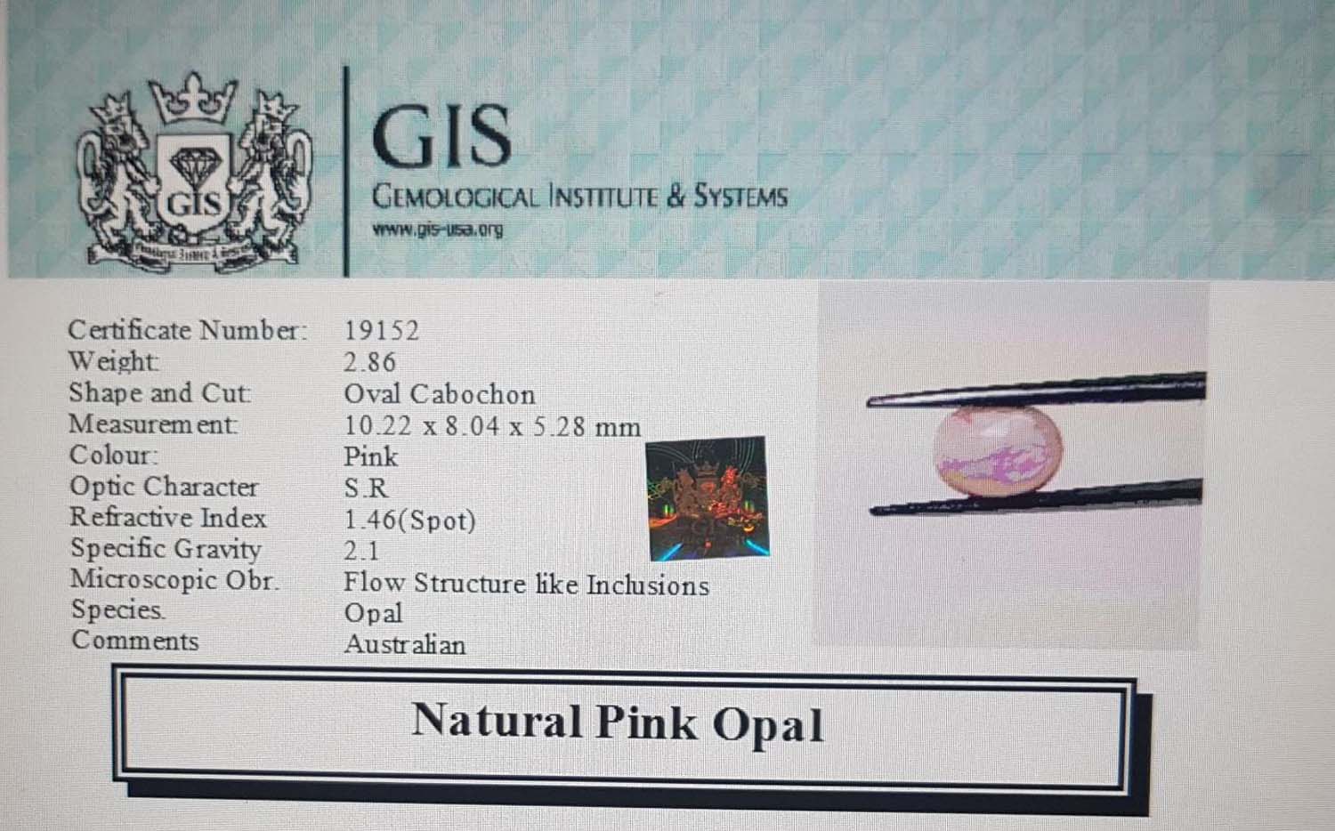 Pink Opal 2.86 Ct.