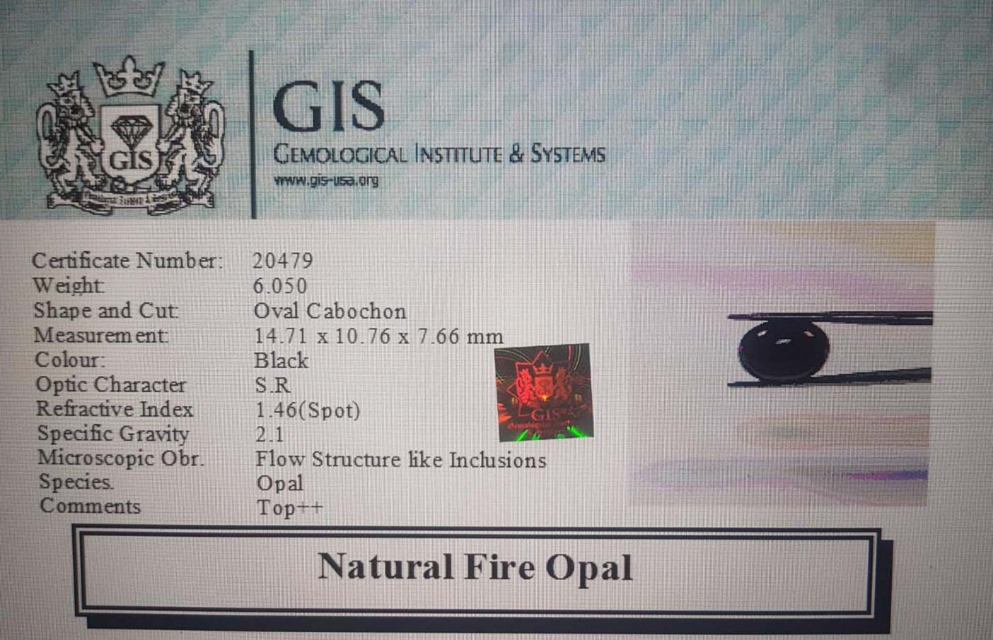 Fire Opal 6.05 Ct.