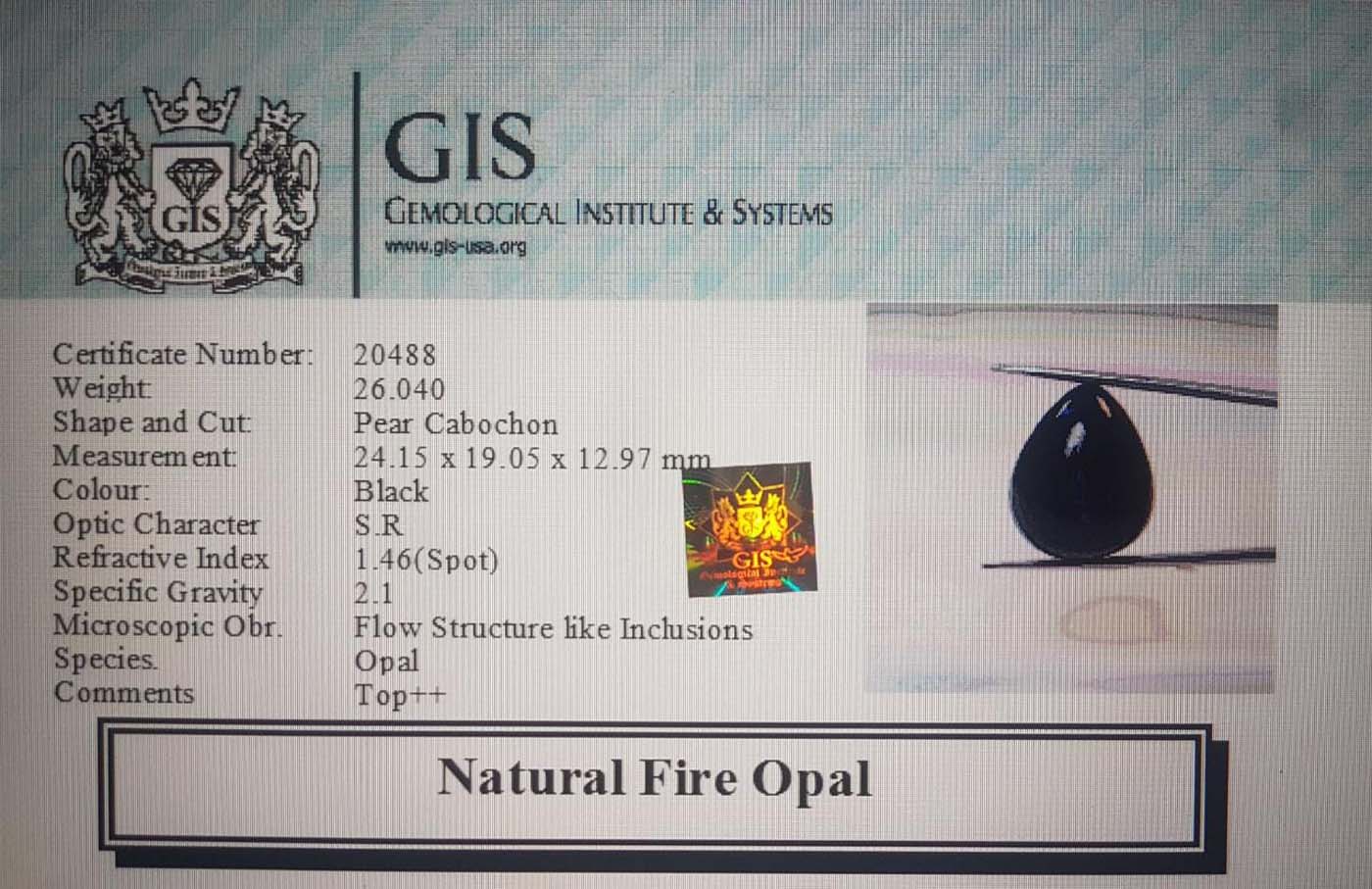 Fire Opal 26.04 Ct.