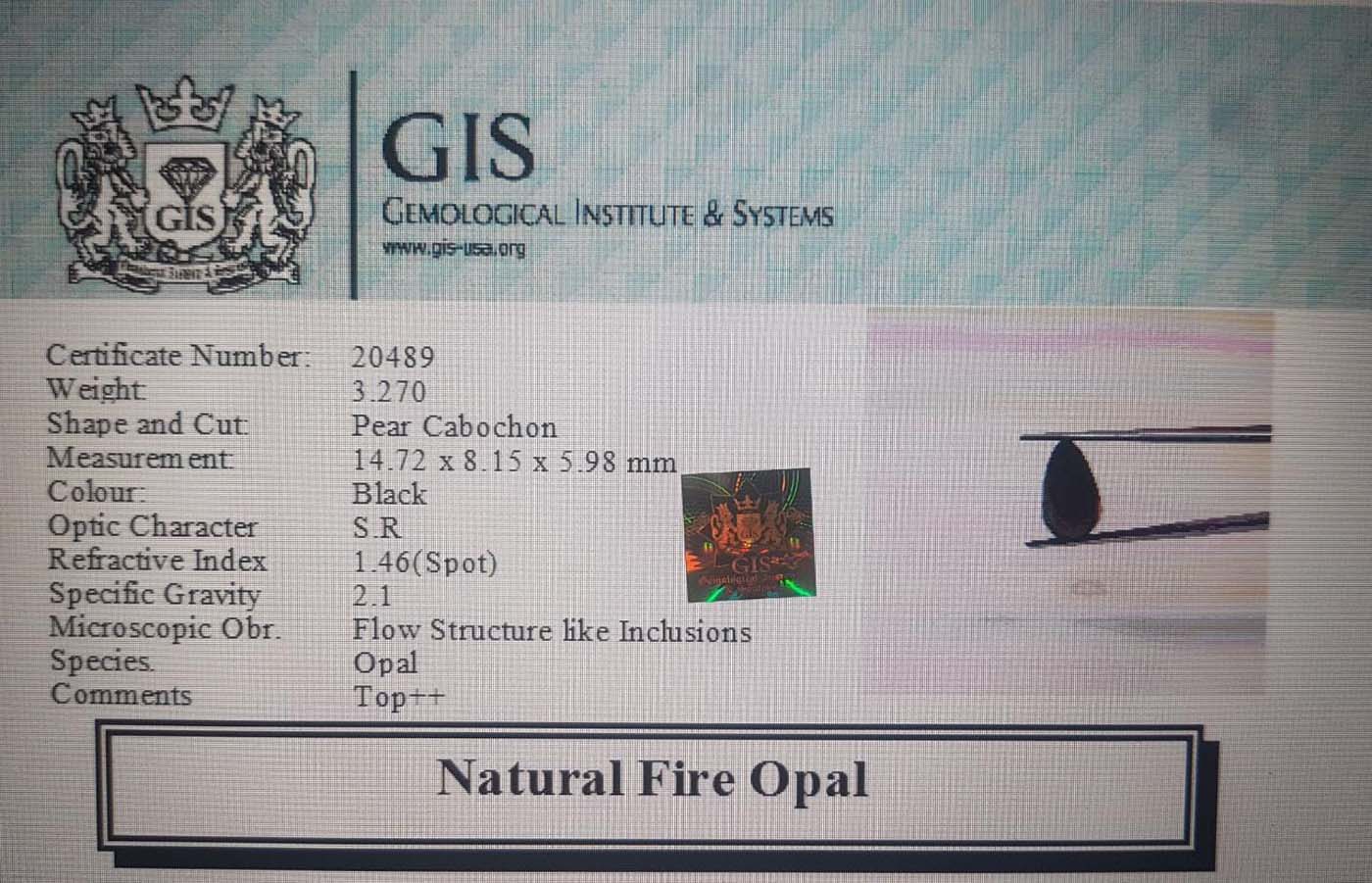 Fire Opal 3.27 Ct.