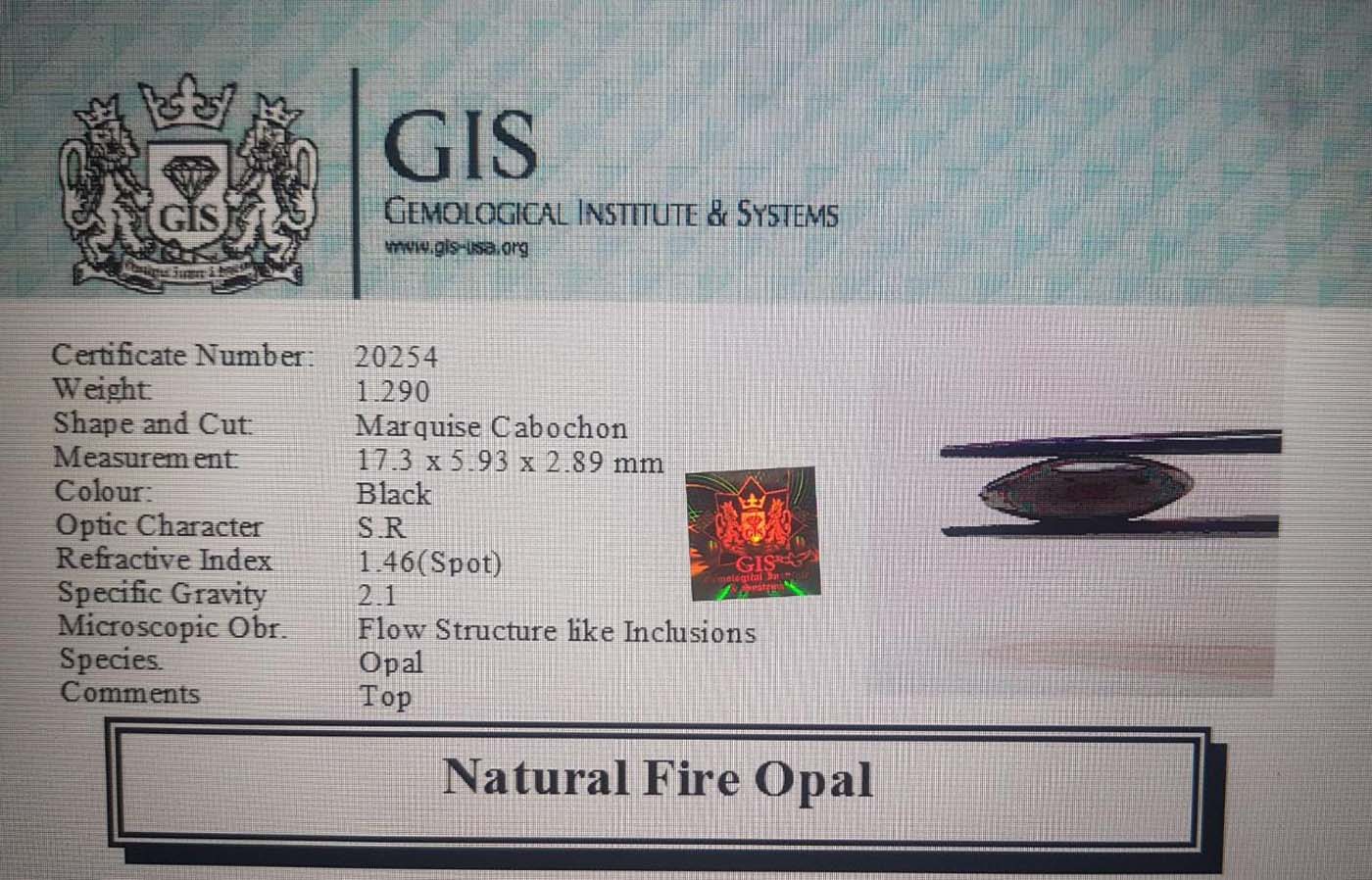 Fire Opal 1.29 Ct.