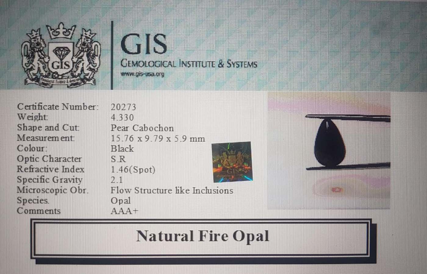 OPL4403 4 Fire Opal 4.33 Ct.
