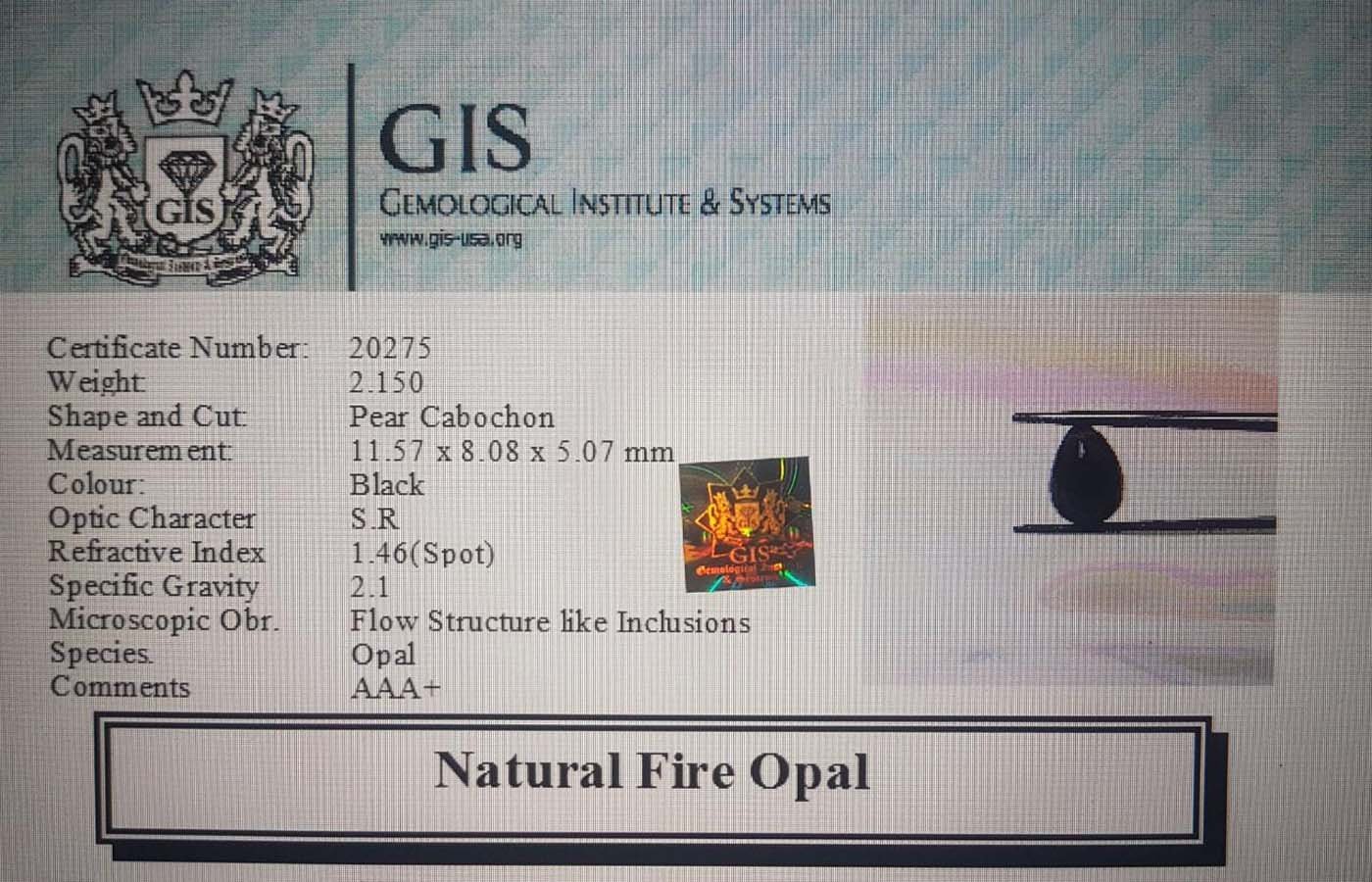 OPL4405 4 Fire Opal 2.15 Ct.