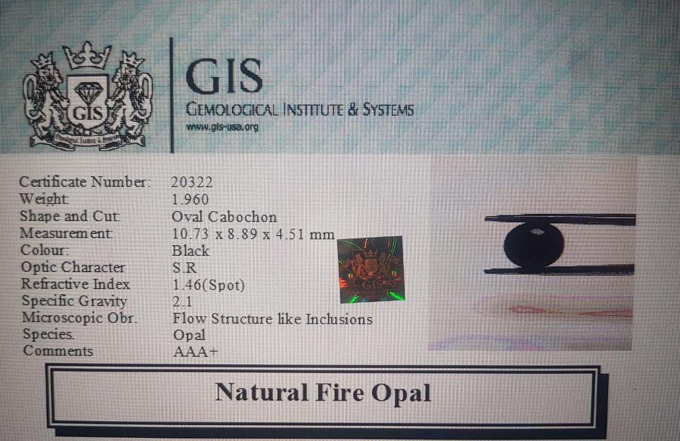 Fire Opal 1.96 Ct.
