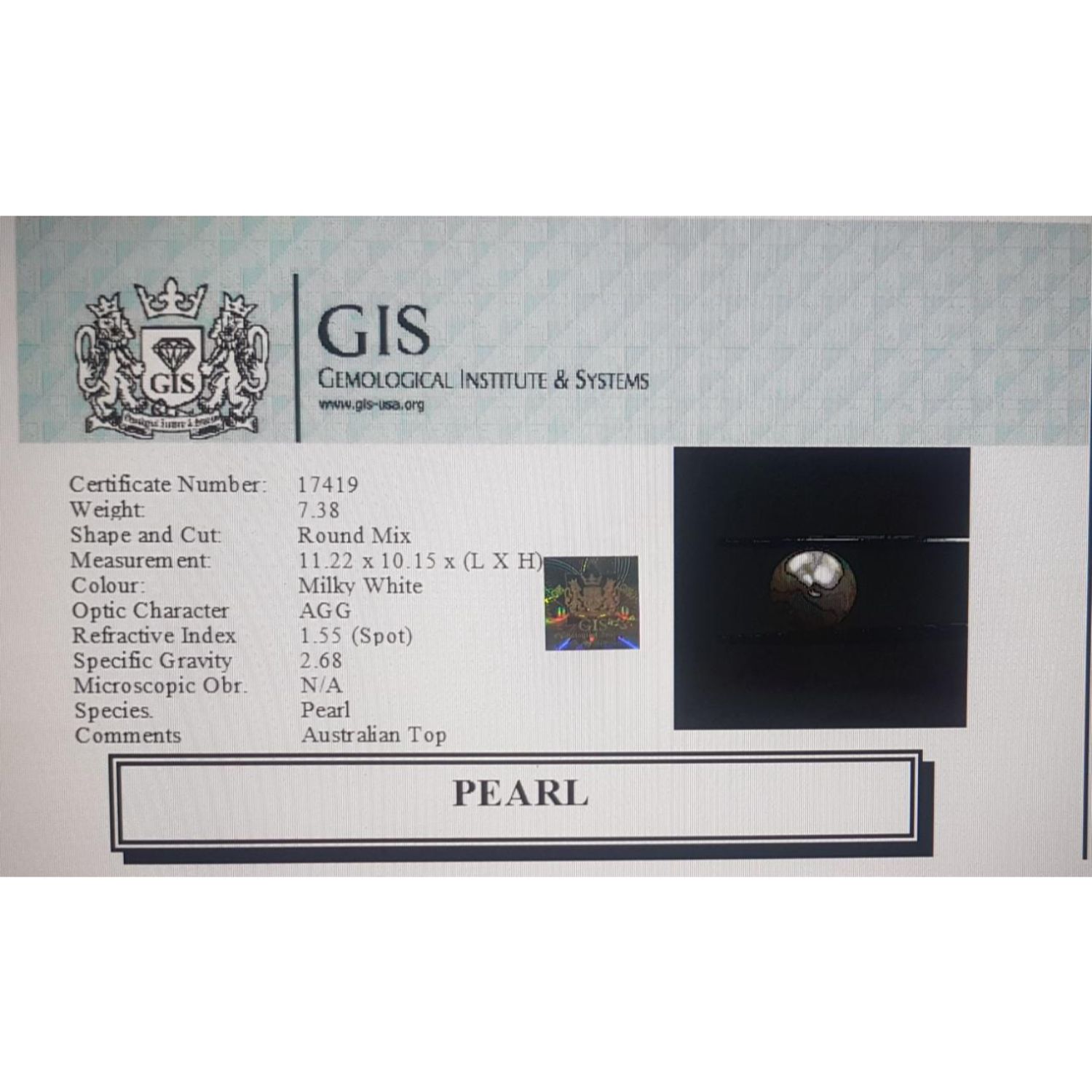 PEARL 7.38 Ct. 5 PRL1939 4 PEARL 7.38 Ct.