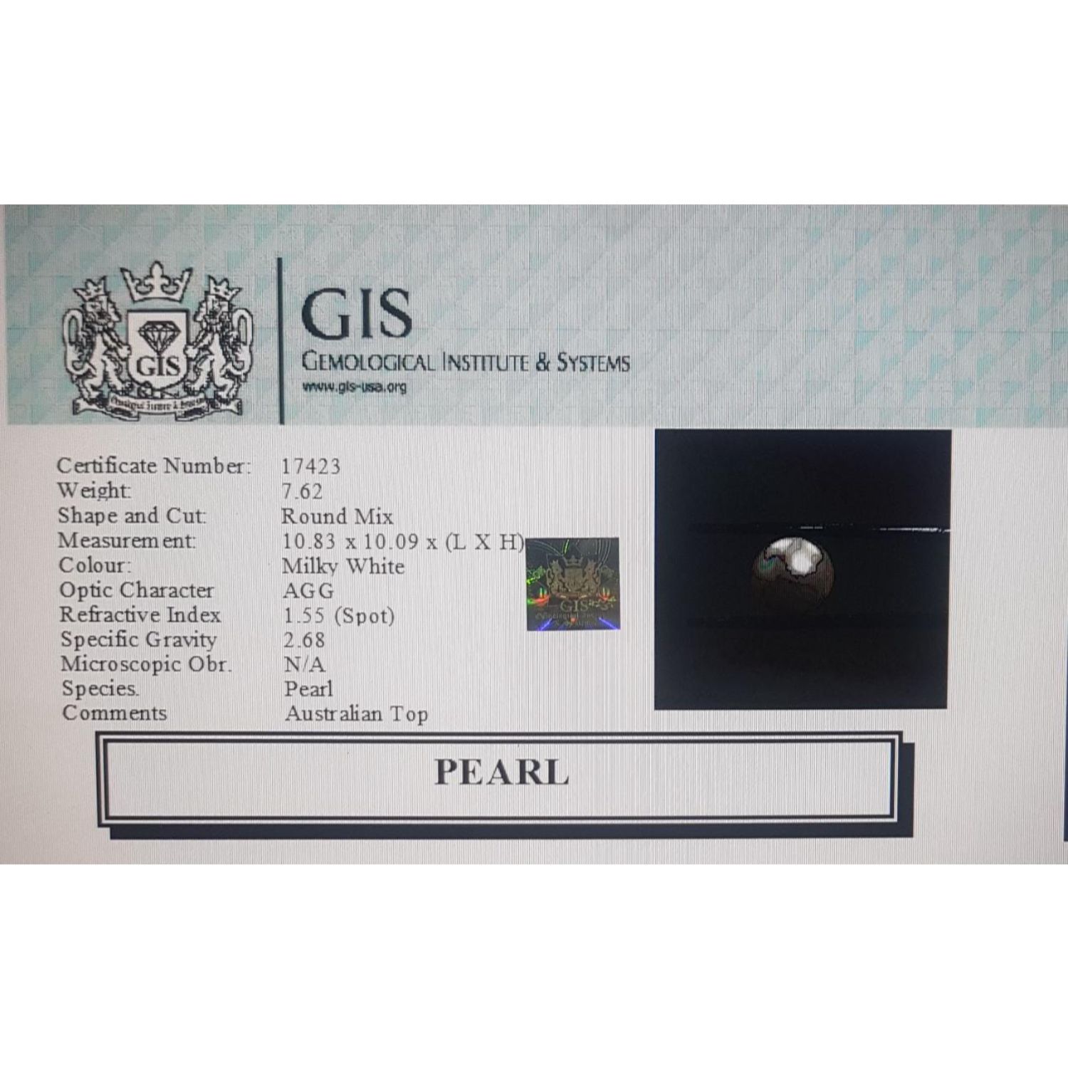 PEARL 7.62 Ct. 5 PRL1943 4 PEARL 7.62 Ct.