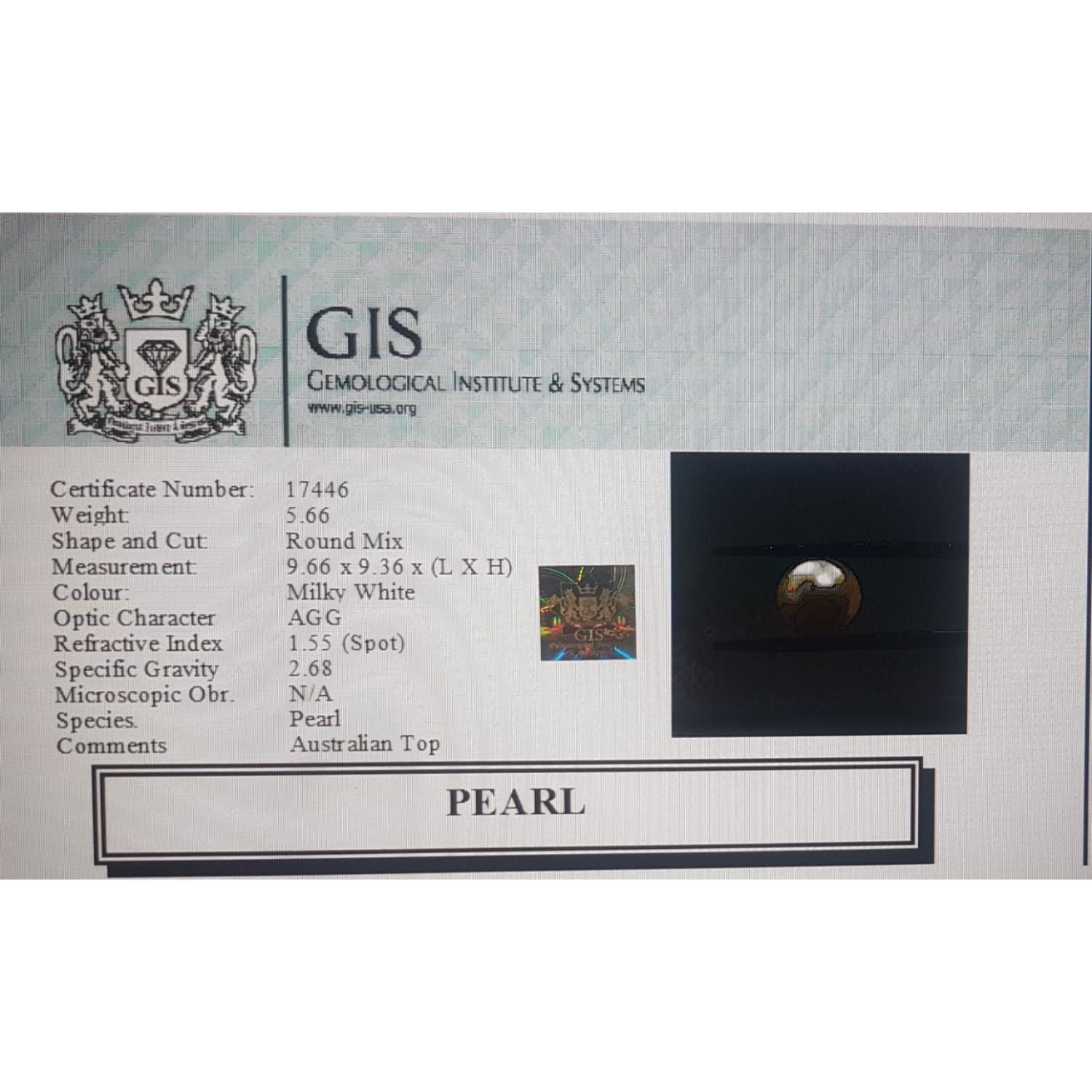 PRL1966 4 PEARL 5.66 Ct.