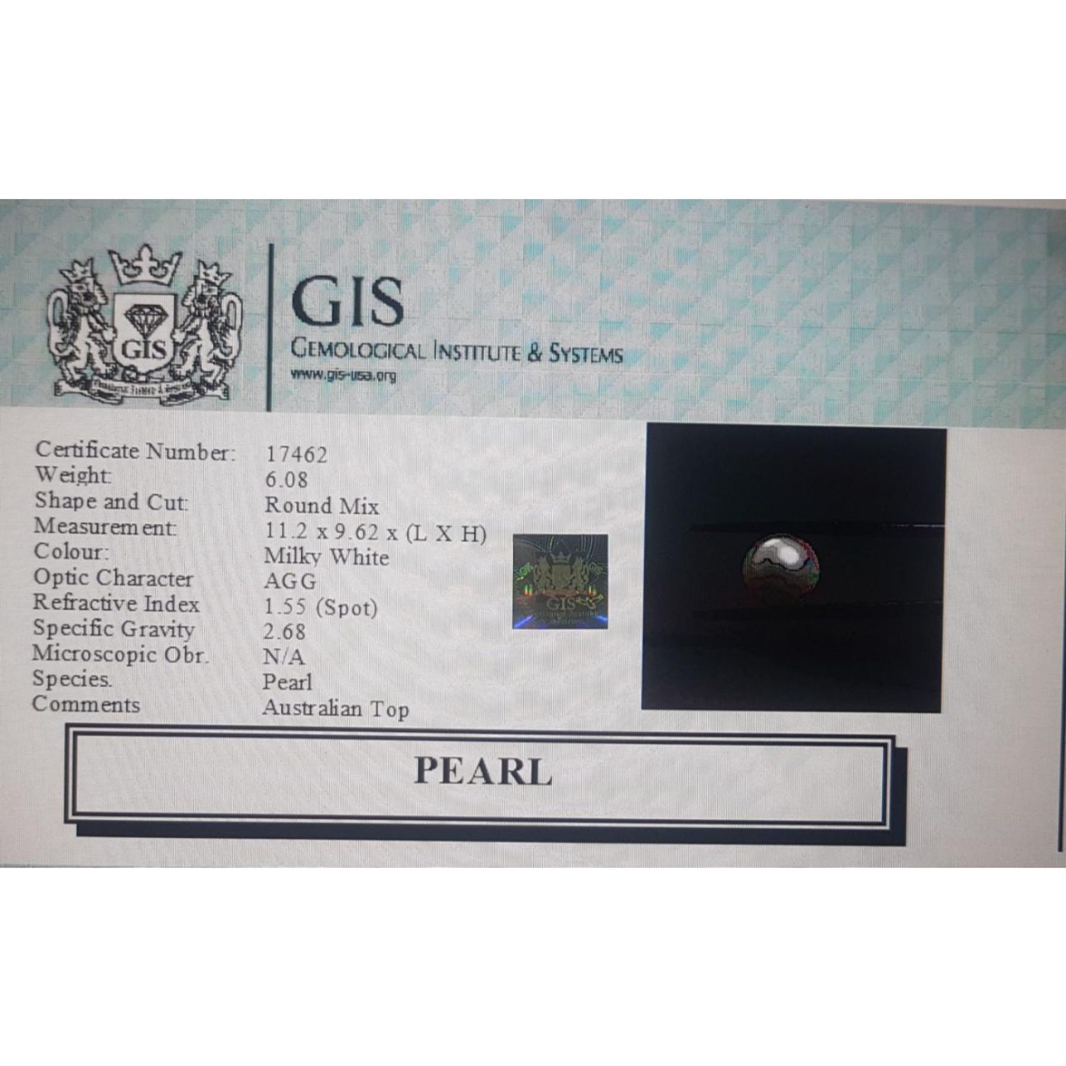 PEARL 6.08 Ct. 5 PRL1982 4 PEARL 6.08 Ct.