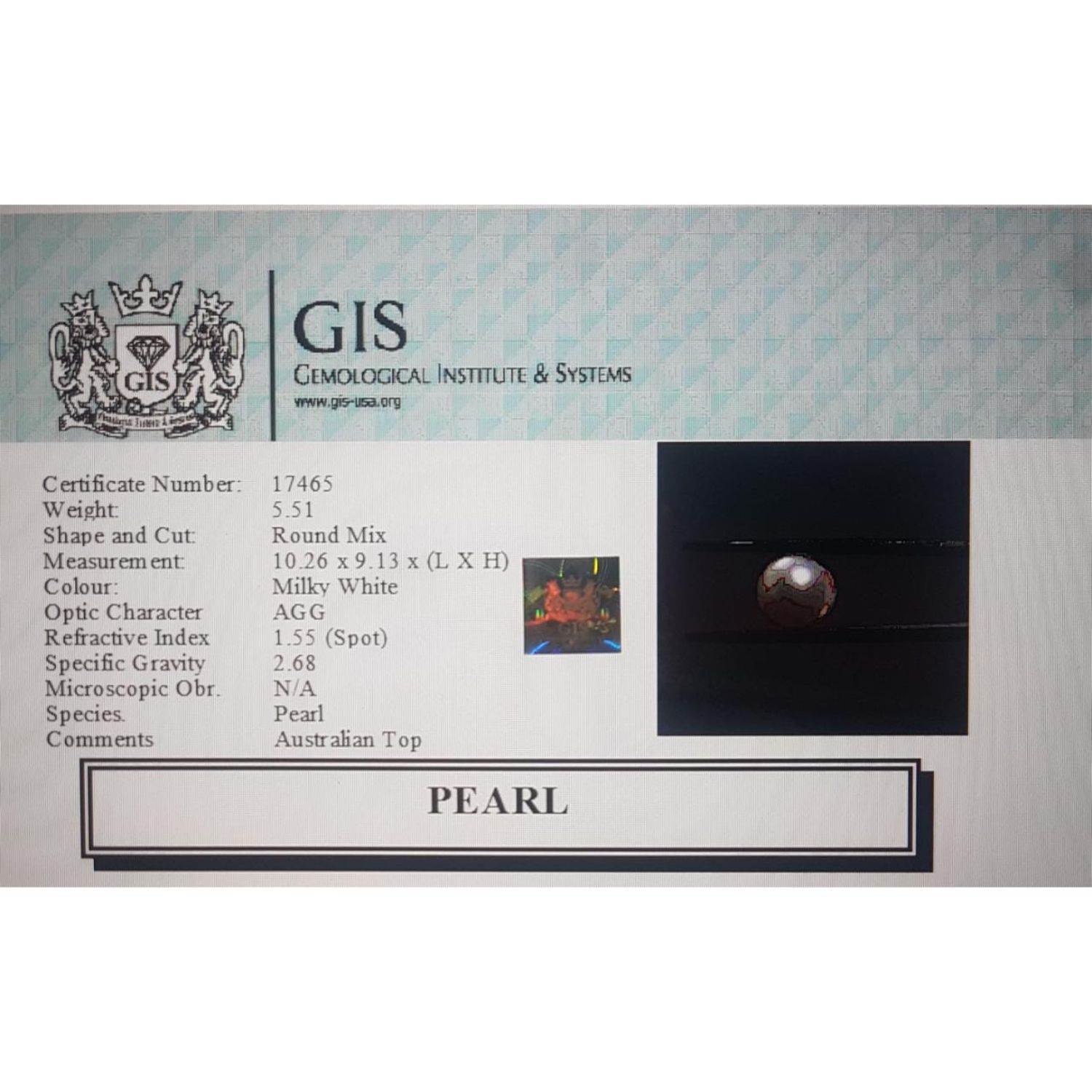 PRL1985 4 PEARL 5.51 Ct.