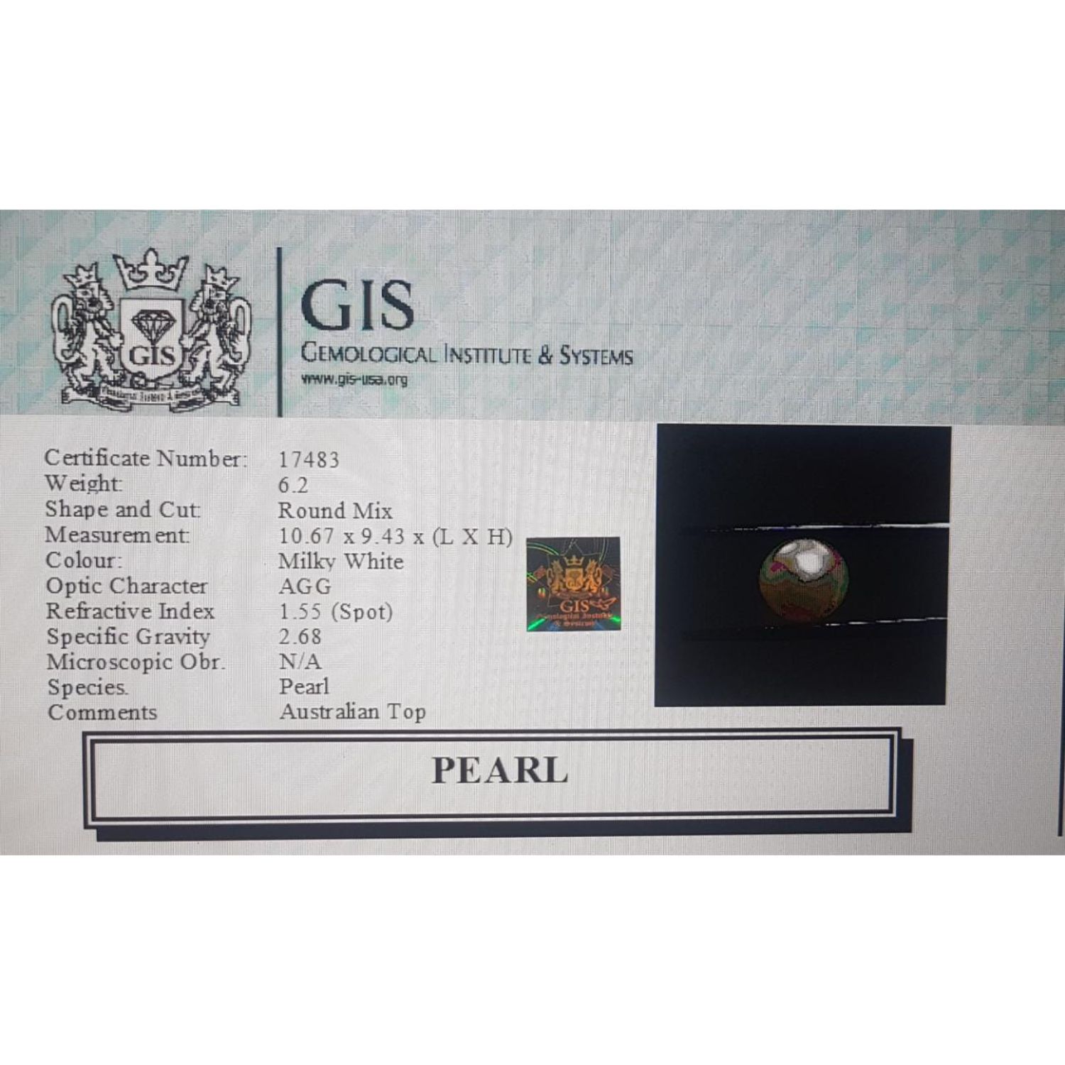PRL2003 4 PEARL 6.2 Ct.