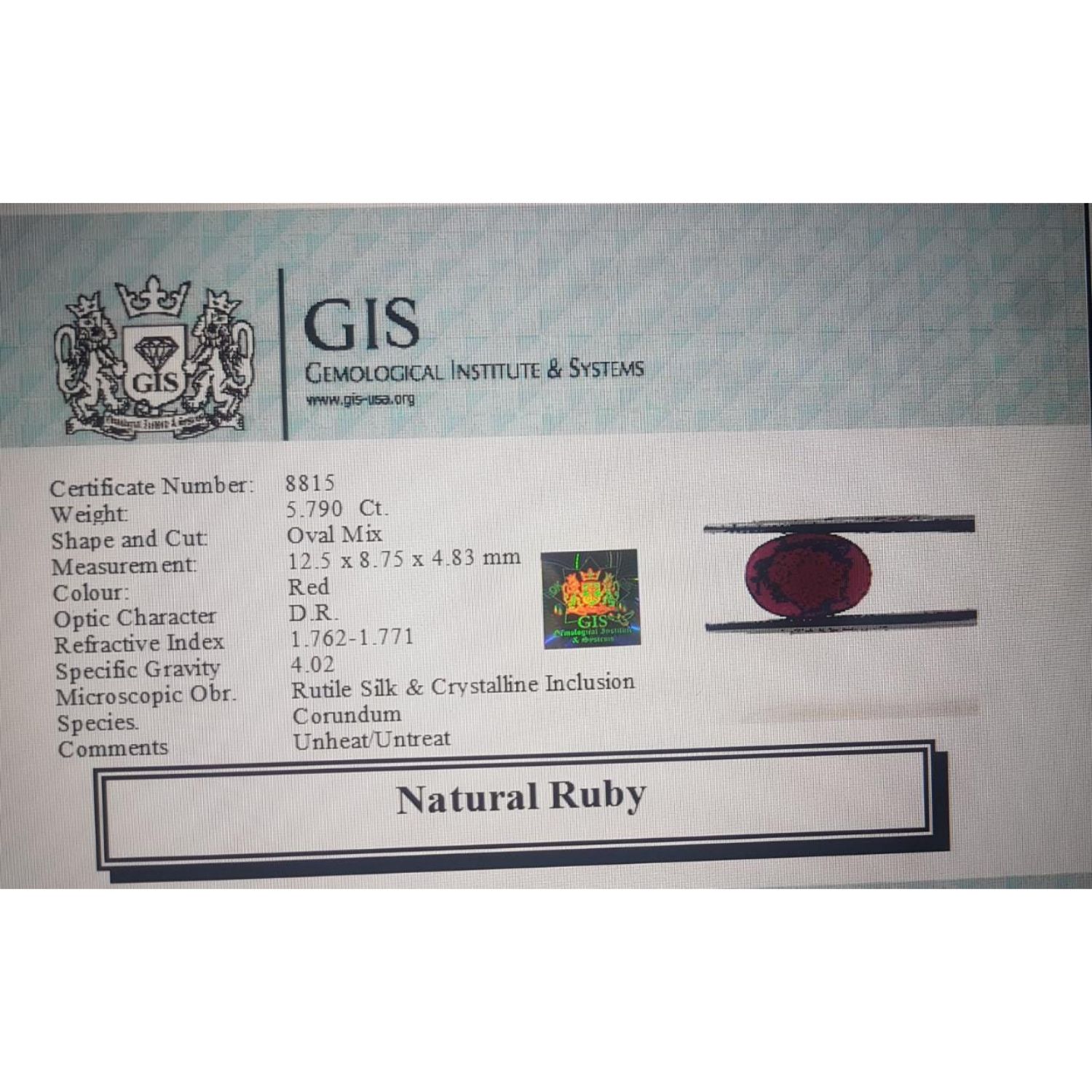 RUB4218 4 Ruby 5.79 Ct.