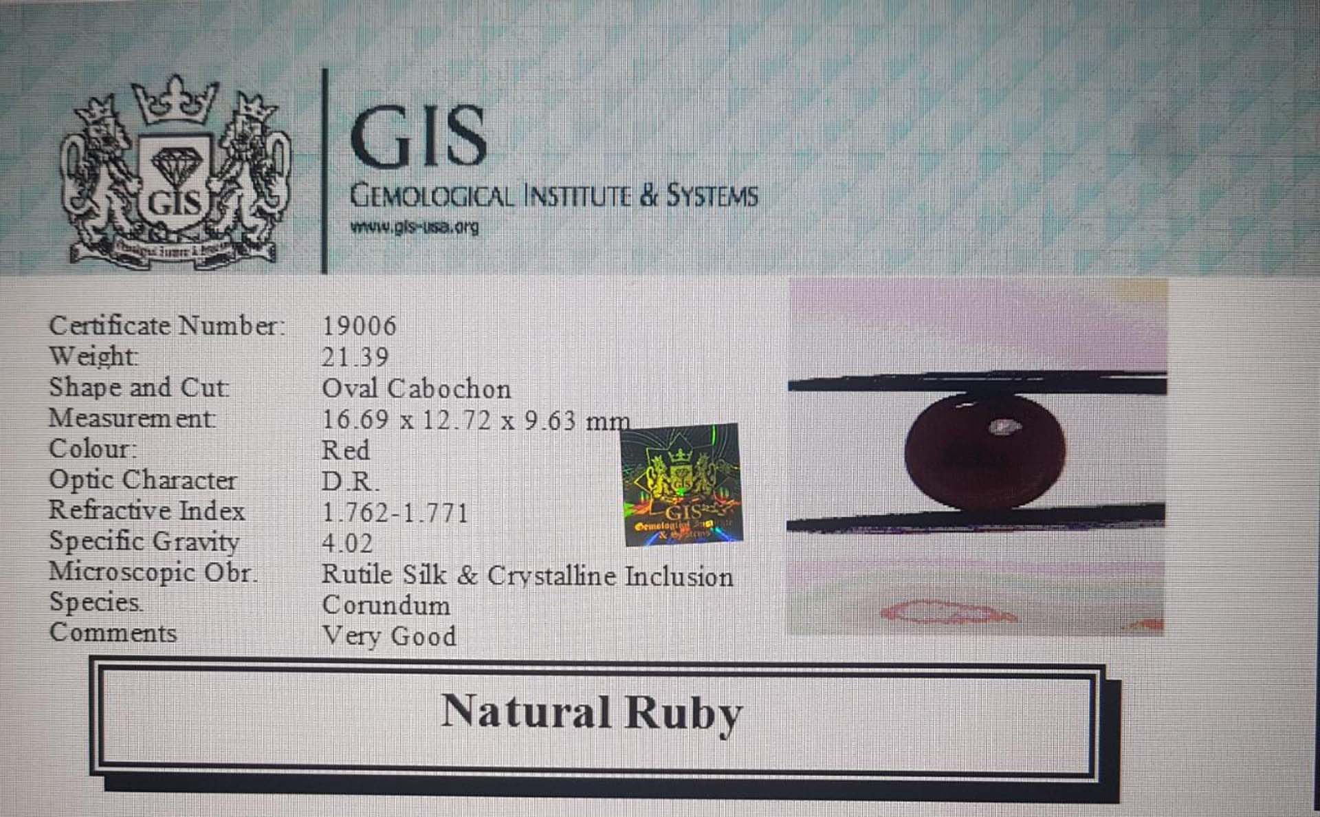 Ruby 21.39 Ct.