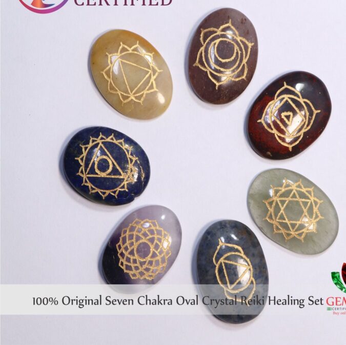 Seven Chakra Oval Crystal Reiki Healing Set