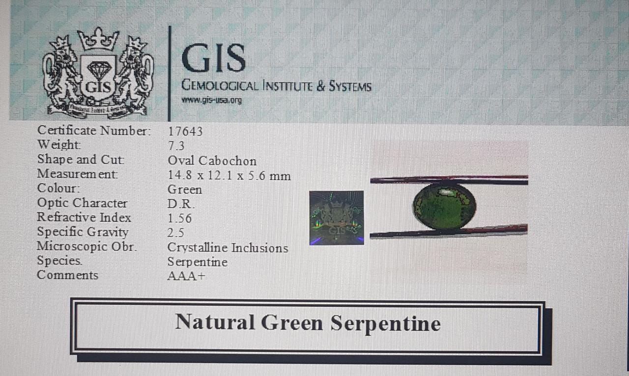 Green Serpentine 7.3 Ct.