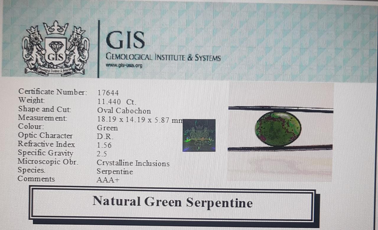 Green Serpentine 11.44 Ct.