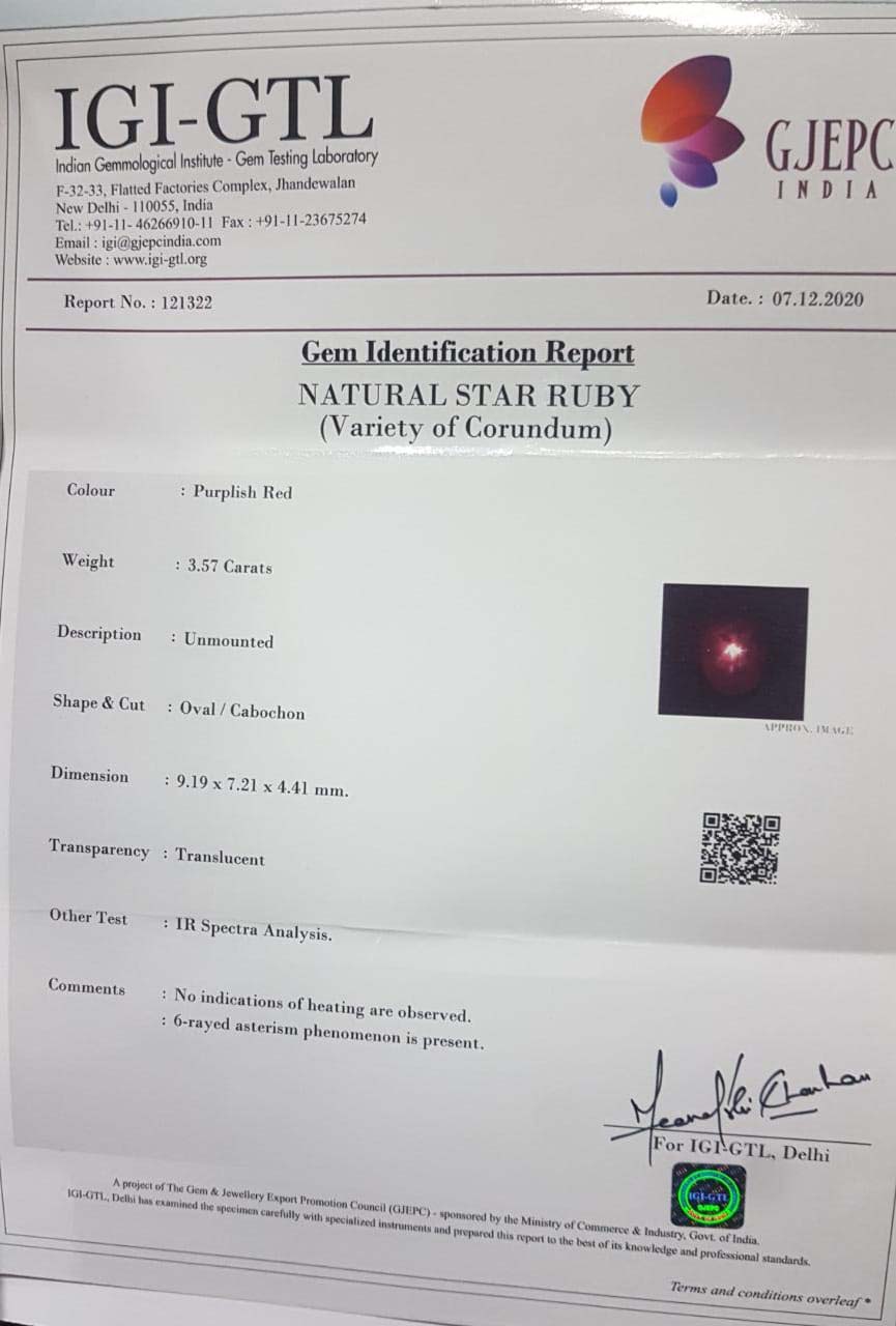 Star Ruby 3.57 Ct.