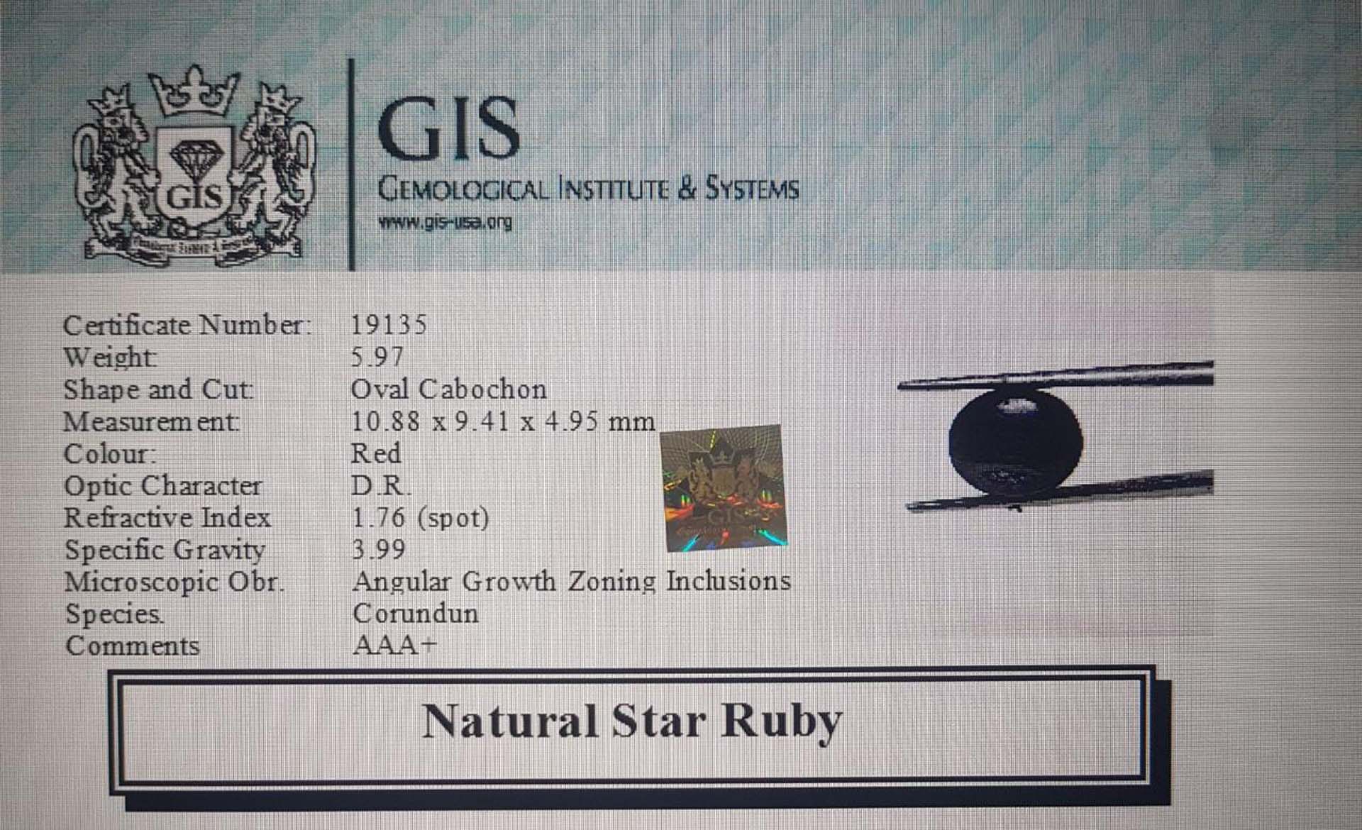 Star Ruby 5.97 Ct.