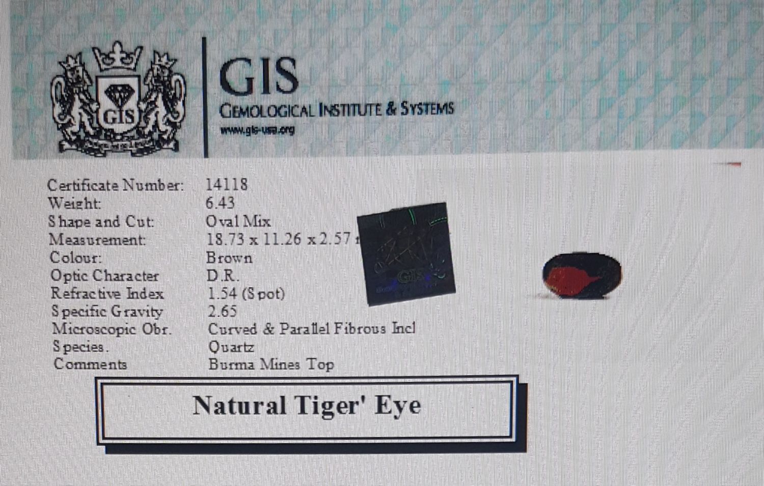 Tiger's Eye 6.43 Ct.