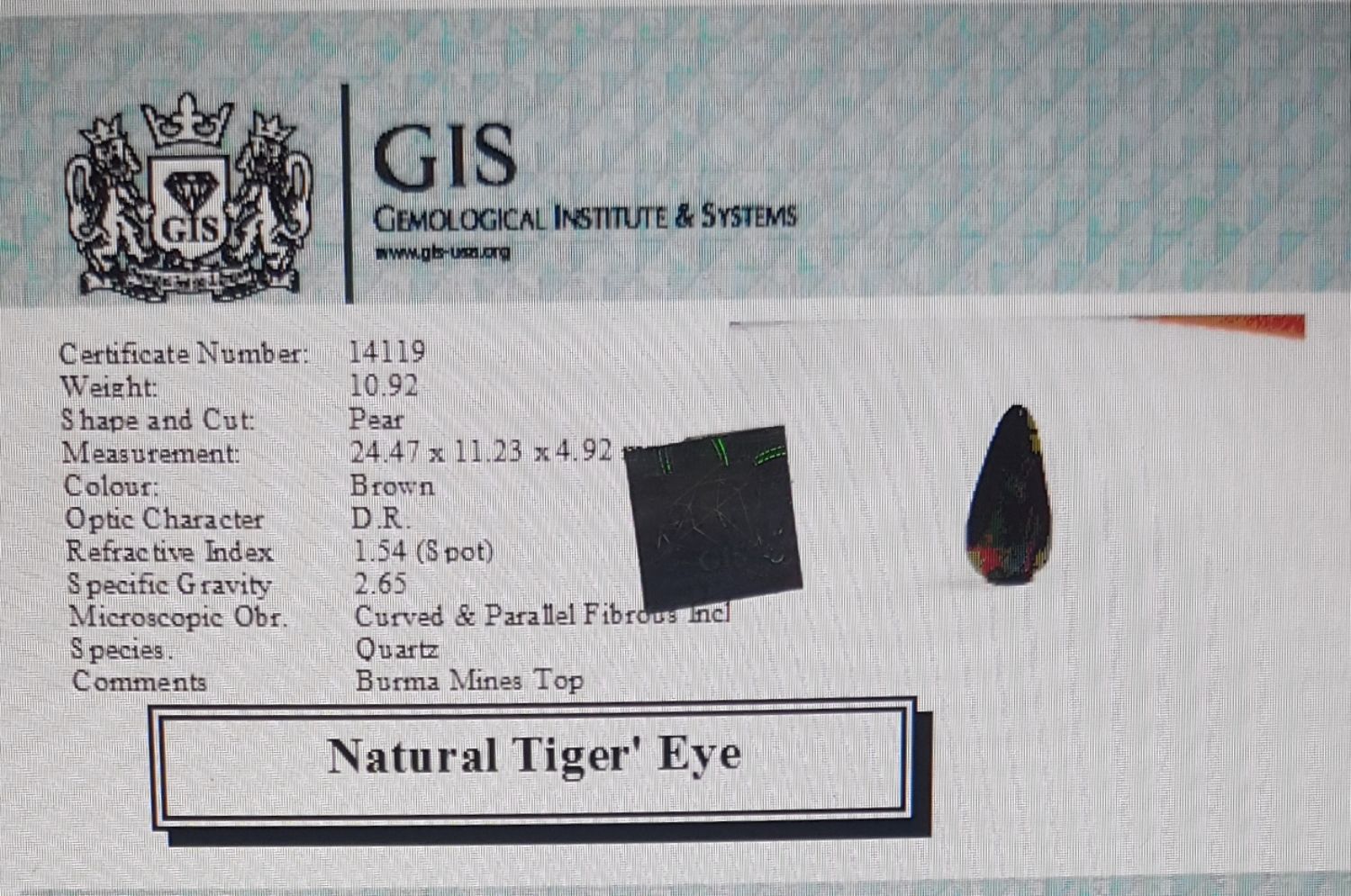 Tiger's Eye 10.92 Ct.