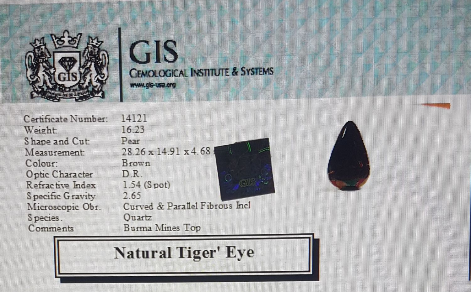 Tiger's Eye 16.23 Ct.