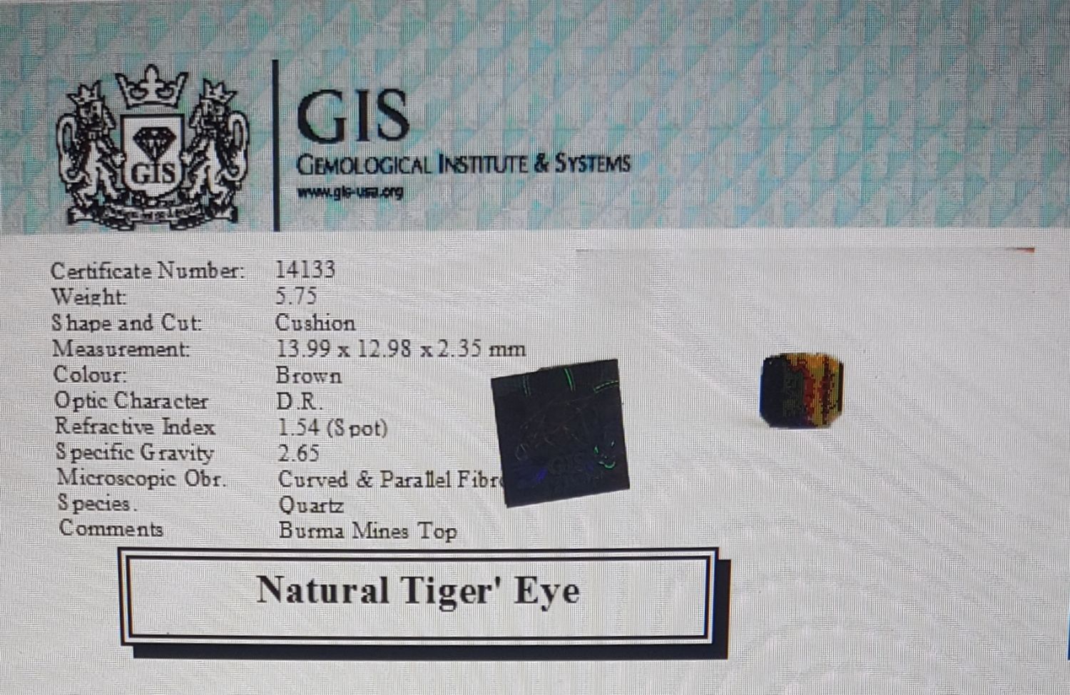 Tiger's Eye 5.75 Ct.