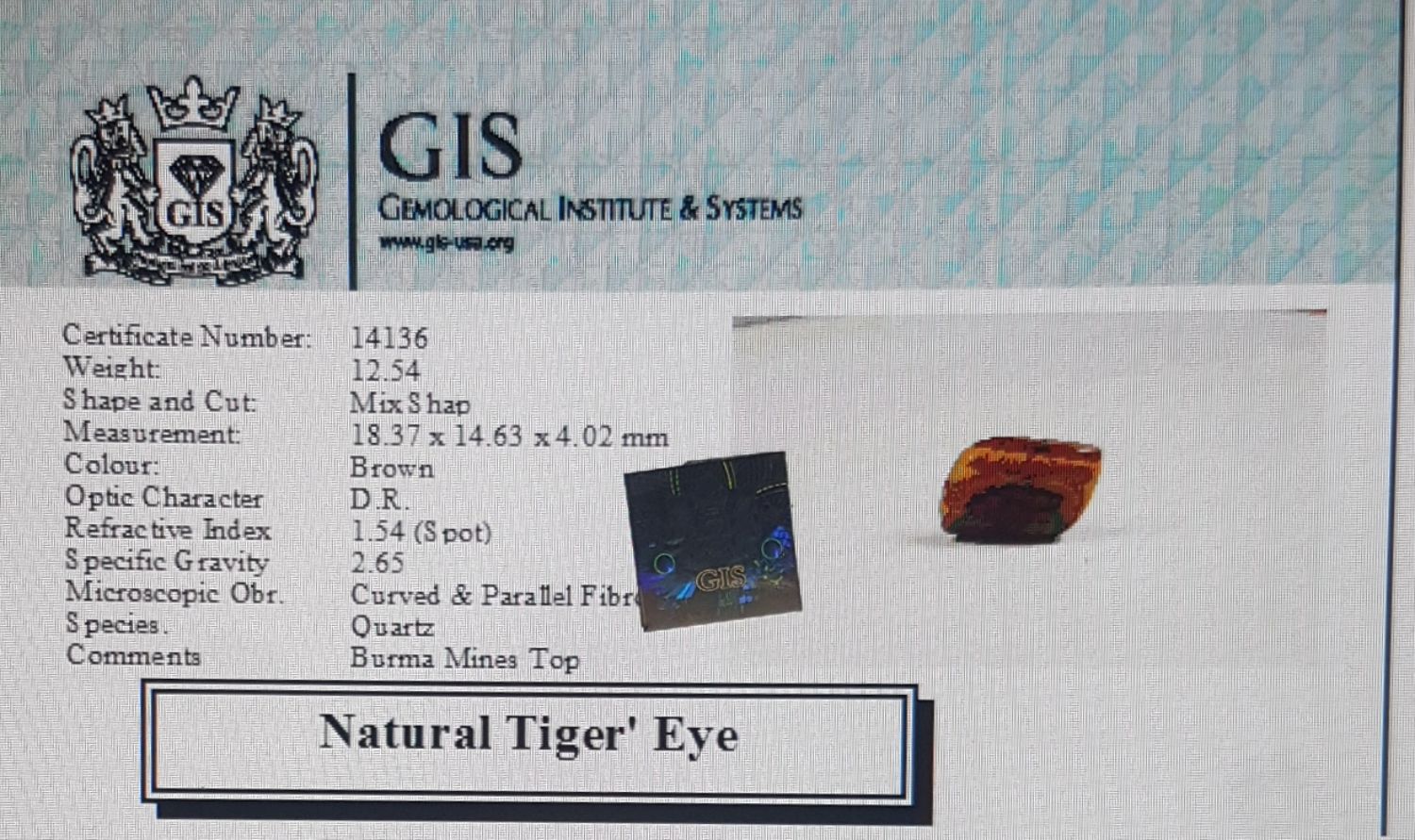 Tiger's Eye 12.54 Ct.