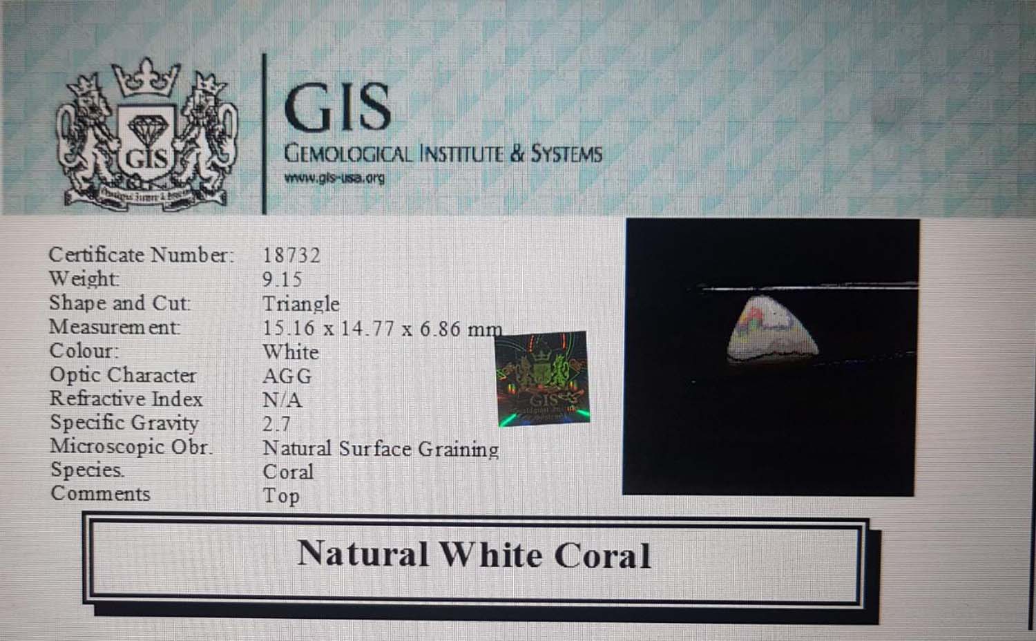 White Coral 9.15 Ct.