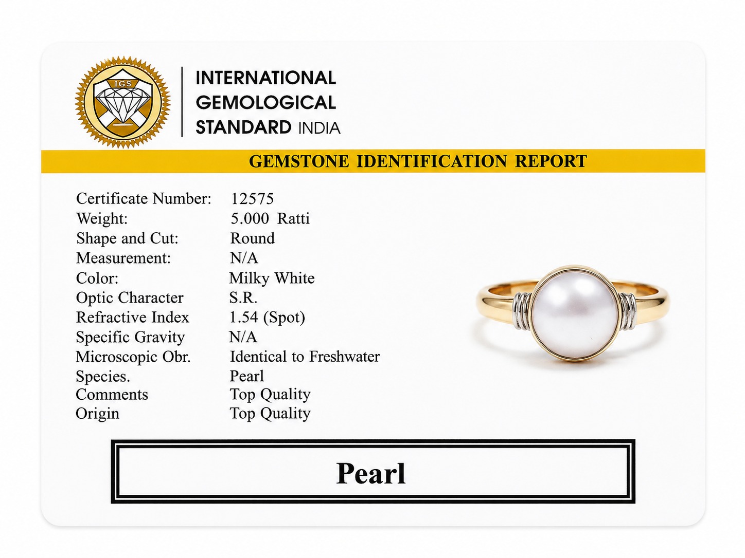 Pearl Ring Rs. 1490/- (Moti 5+ Ratti)