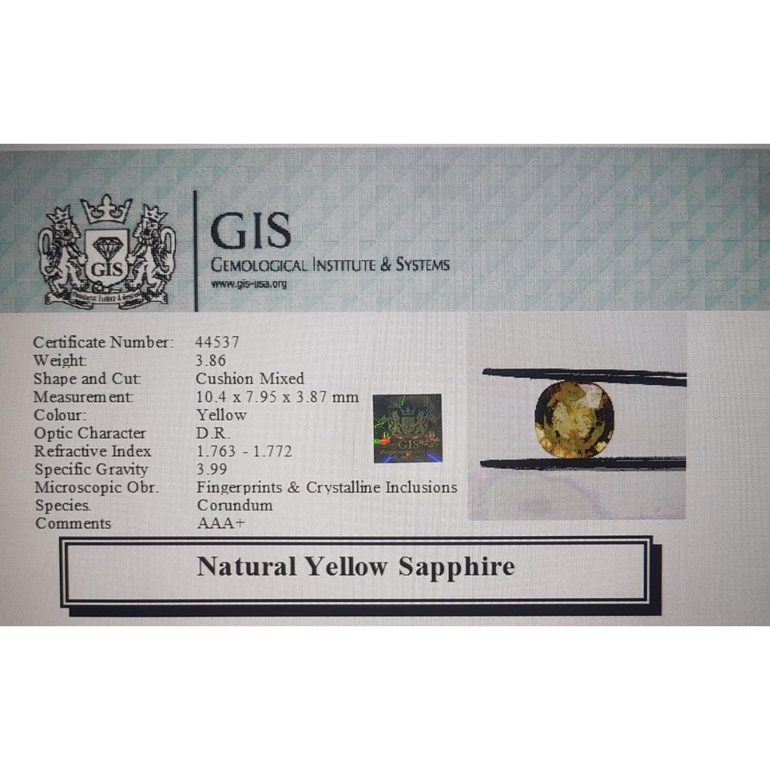 YSP5063 4 Yellow Sapphire 3.86 Ct.