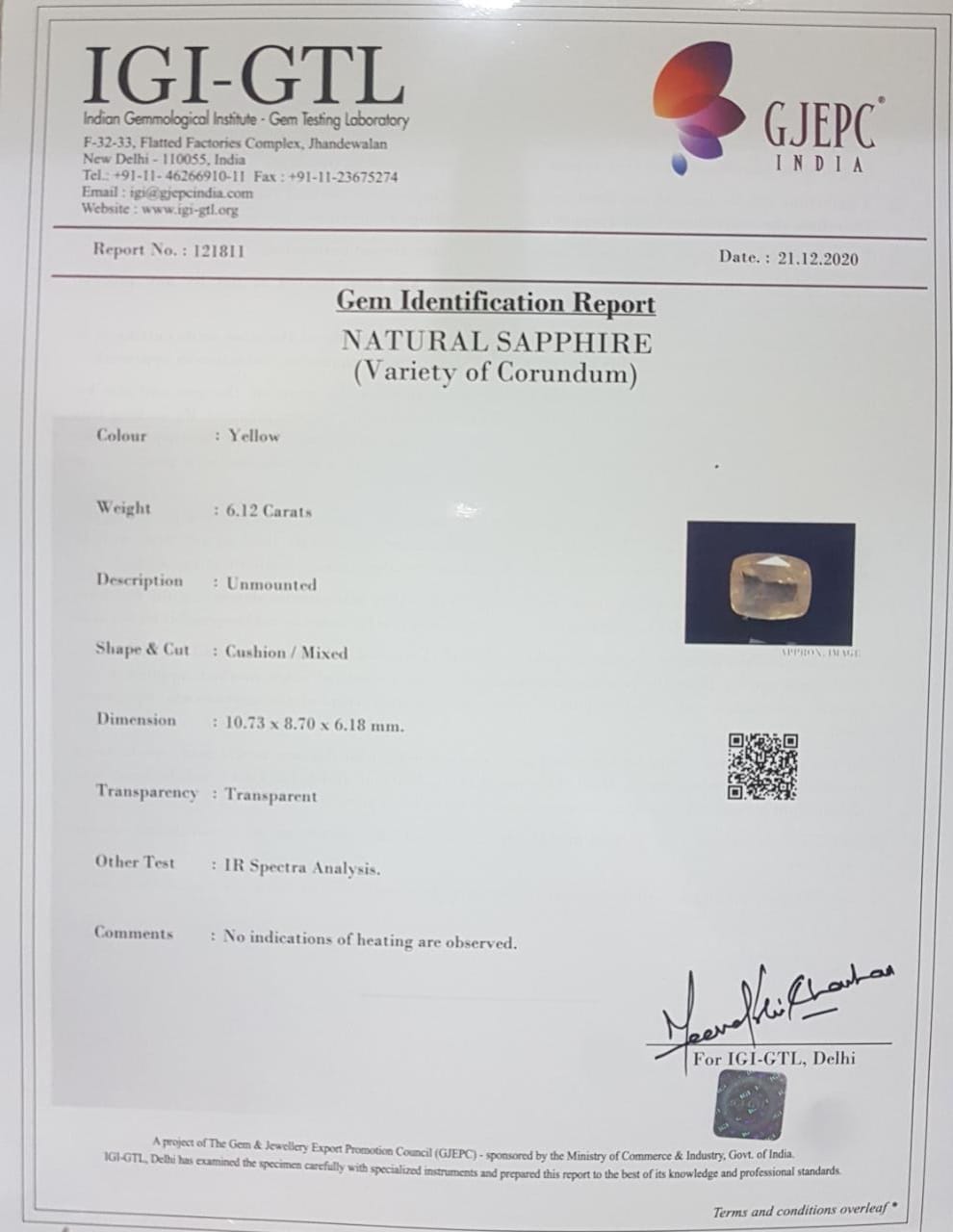 YSP7802 4 Yellow Sapphire 6.12 Ct.