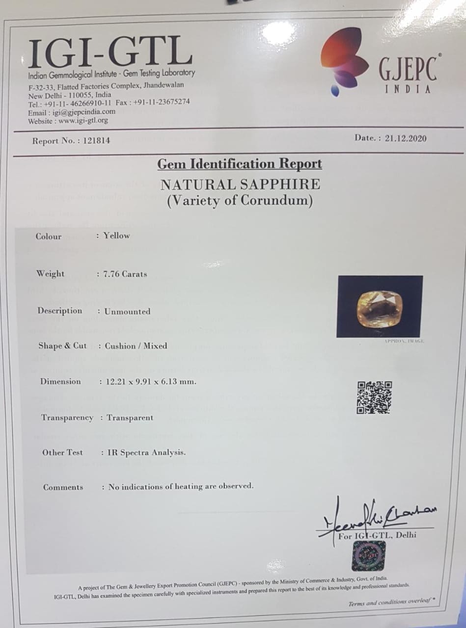 YSP7804 4 Yellow Sapphire 7.76 Ct.