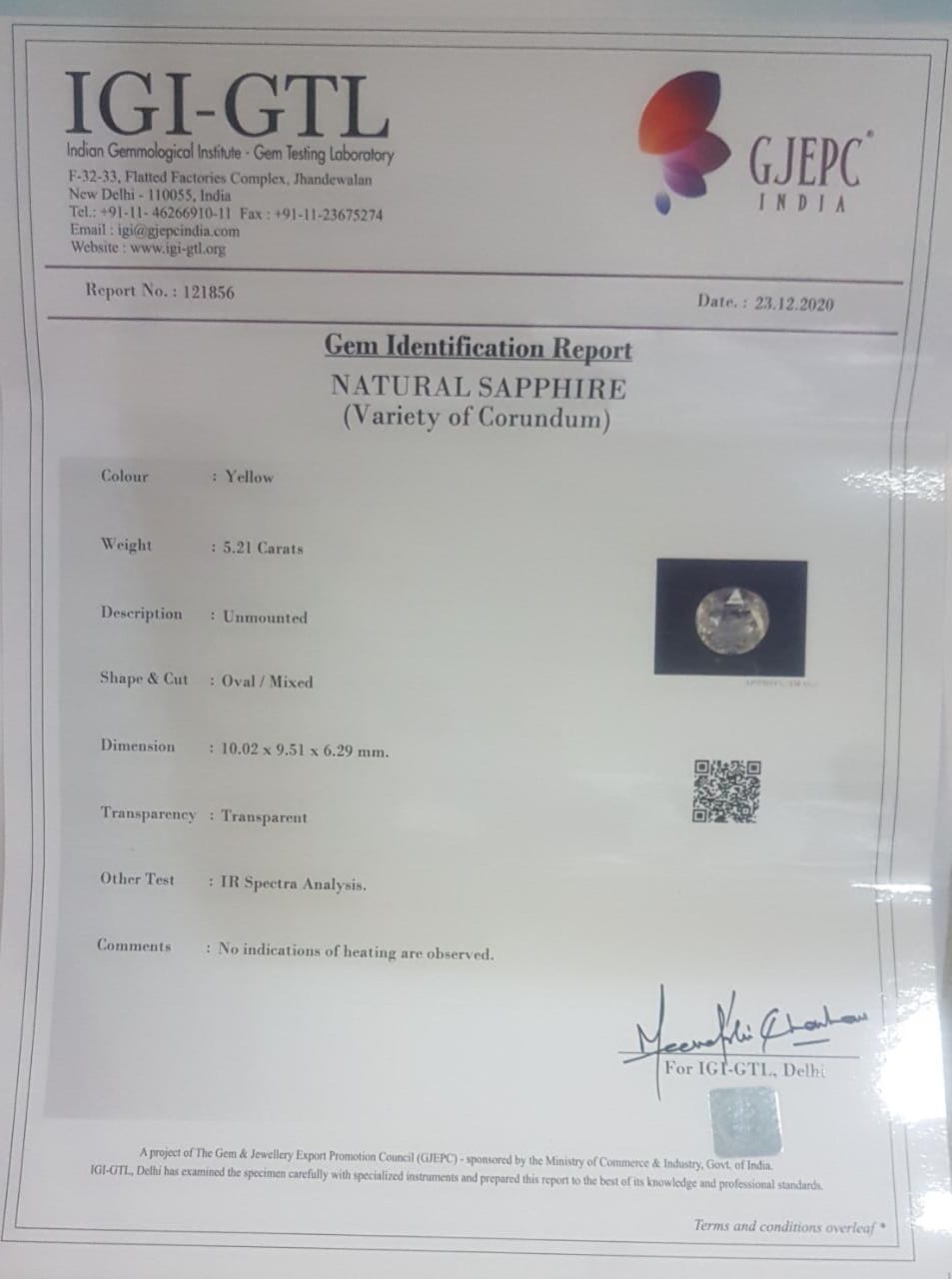 Yellow Sapphire 5.21 Ct. 5 YSP7836 4 1 Yellow Sapphire 5.21 Ct.