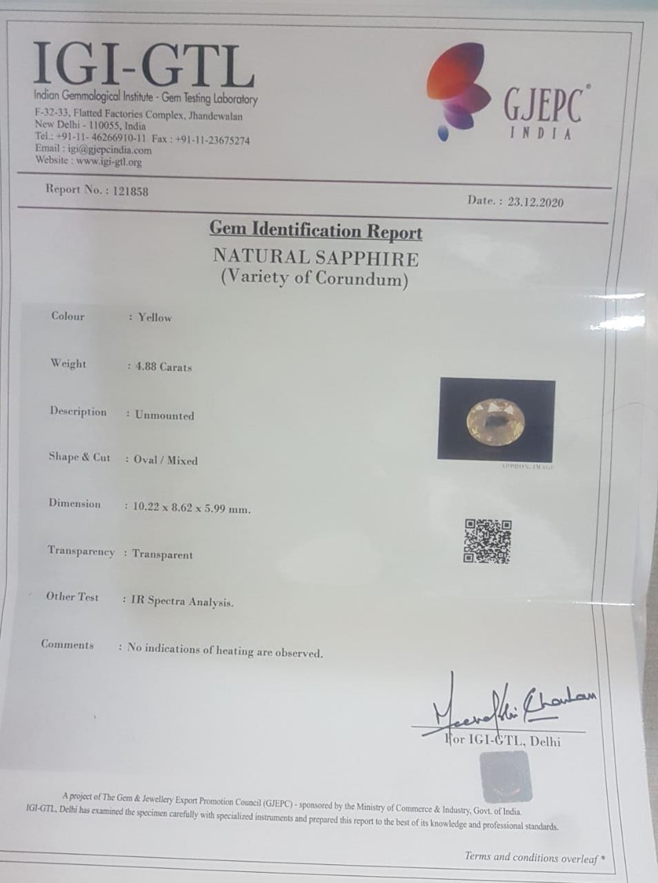 YSP7838 4 1 Yellow Sapphire 4.88 Ct.