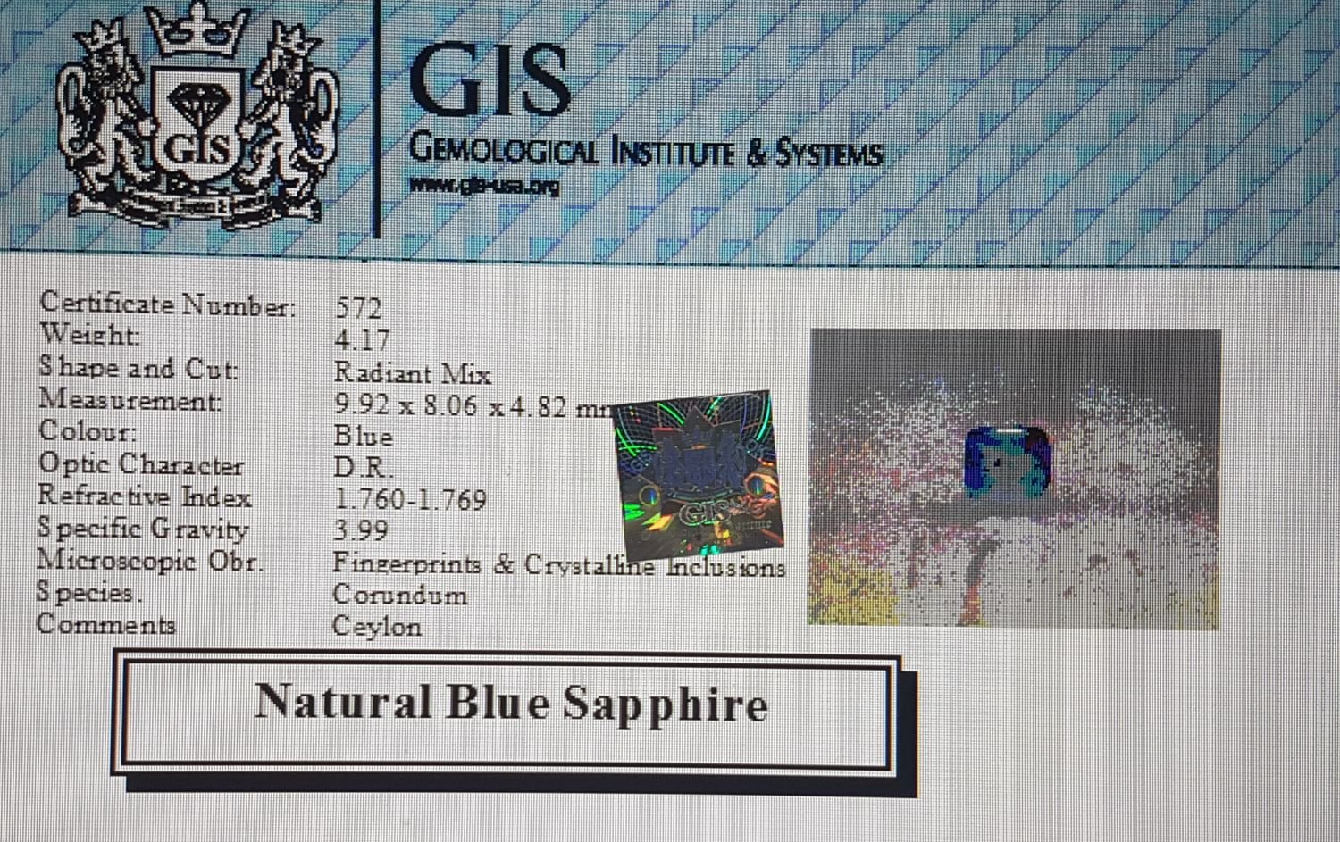 BSP4332 4 1 Blue Sapphire 4.17 Ct.
