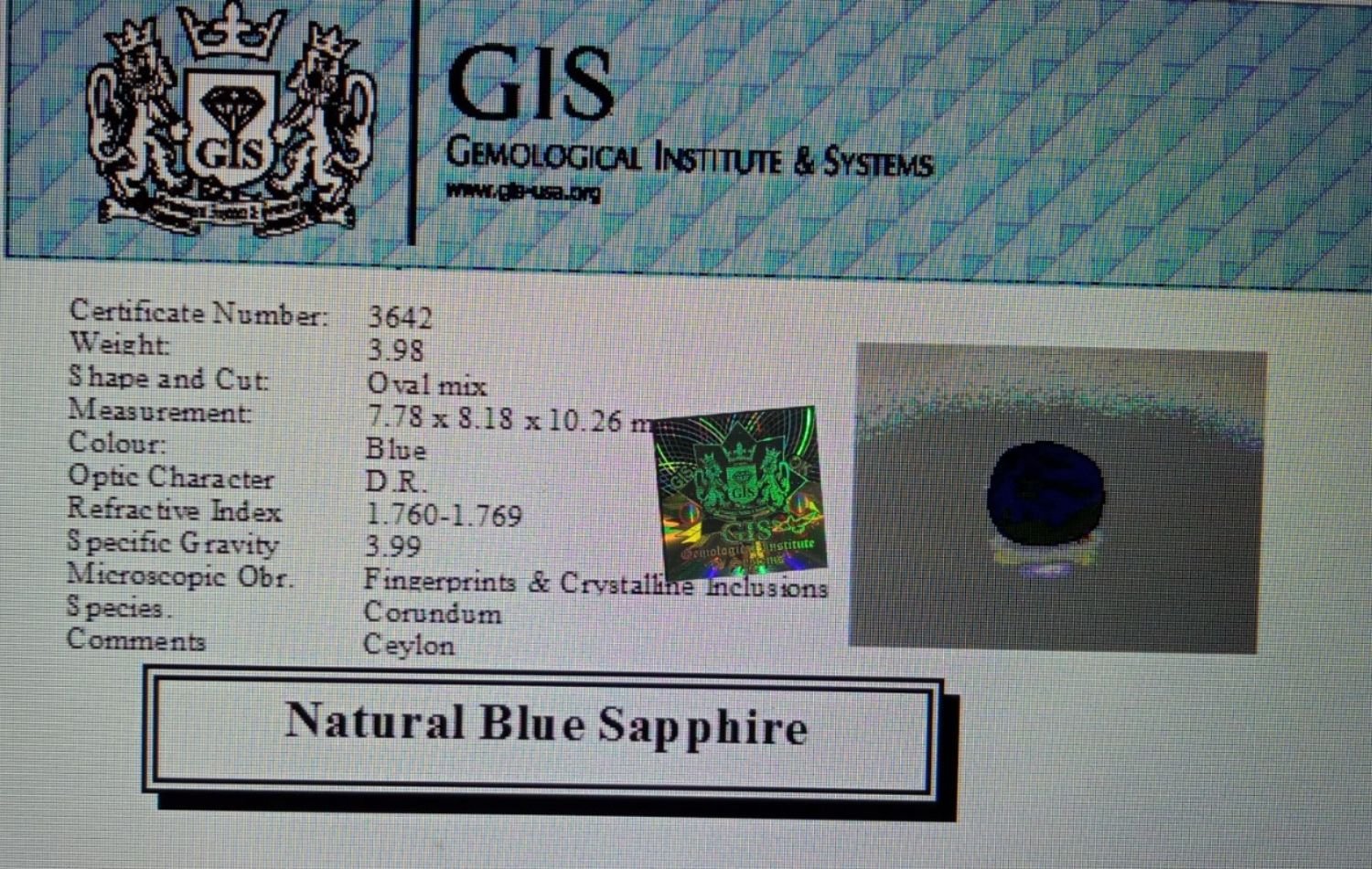 BSP4754 4 1 Blue Sapphire 3.98 Ct.