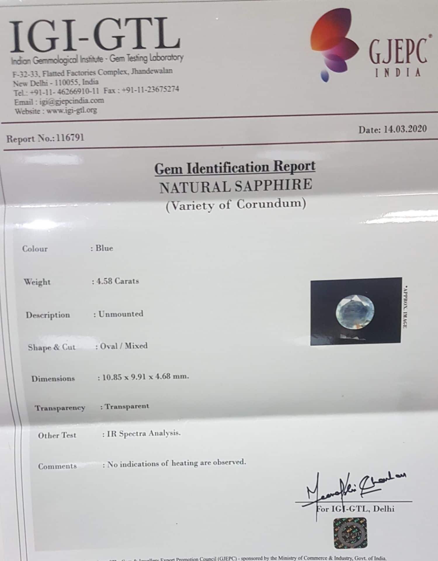 BSP5403 4 Blue Sapphire 4.58 Ct.