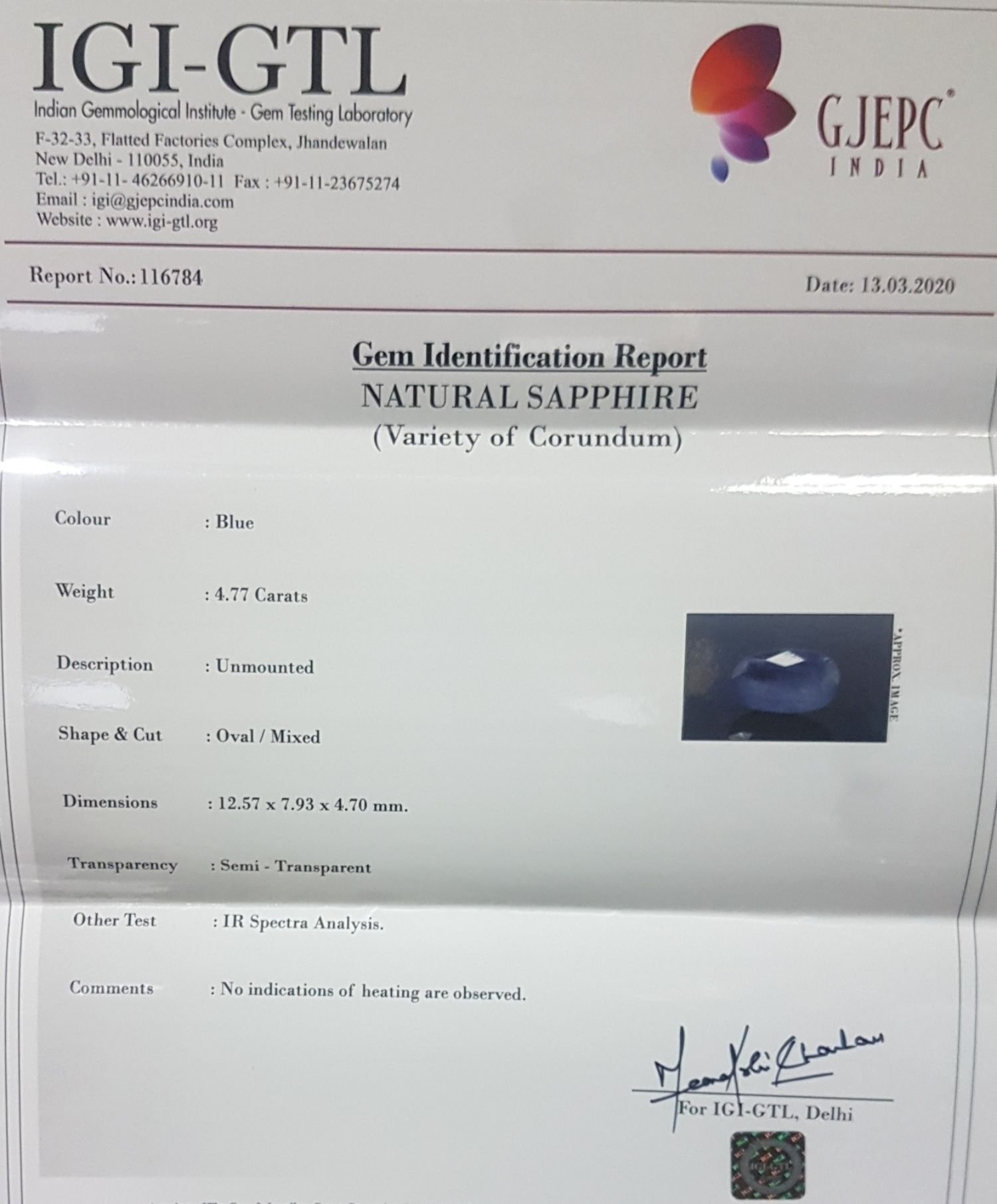 BSP5410 4 Blue Sapphire 4.77 Ct.