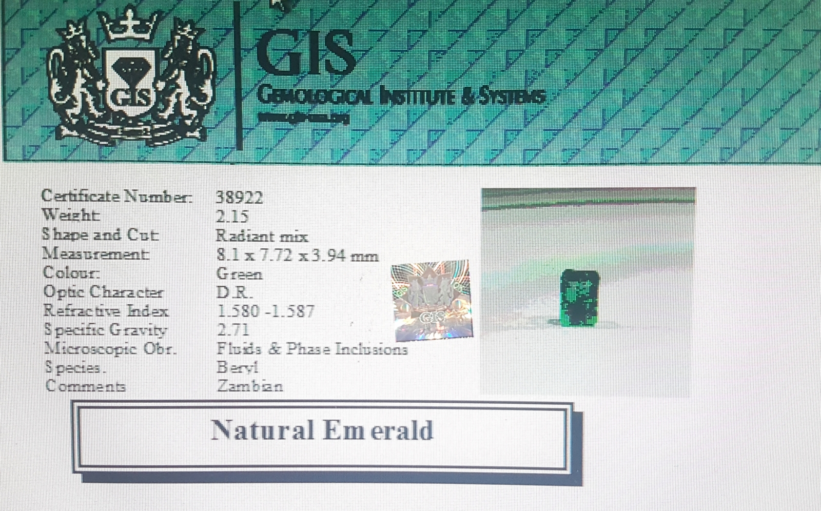 Emerald 2.15 Ct.