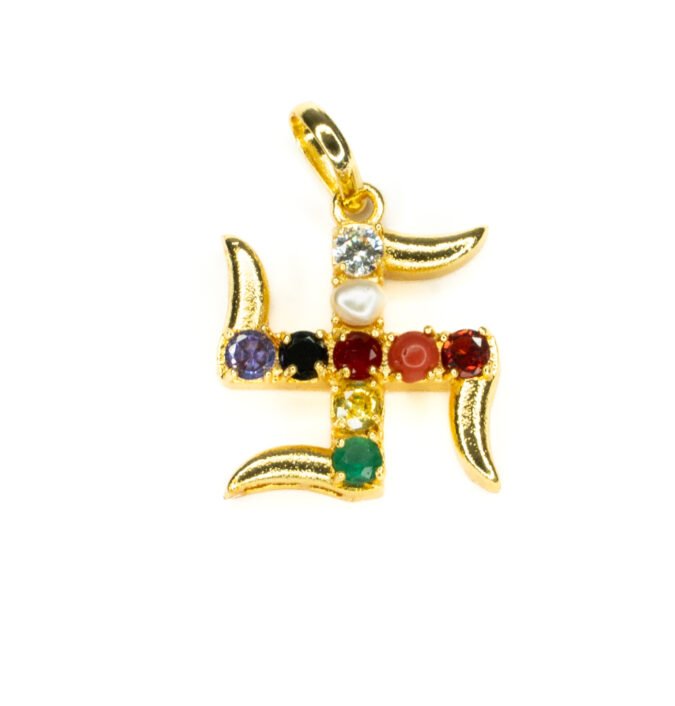 Navaratan pendant7 Navratan Swastik Pendant
