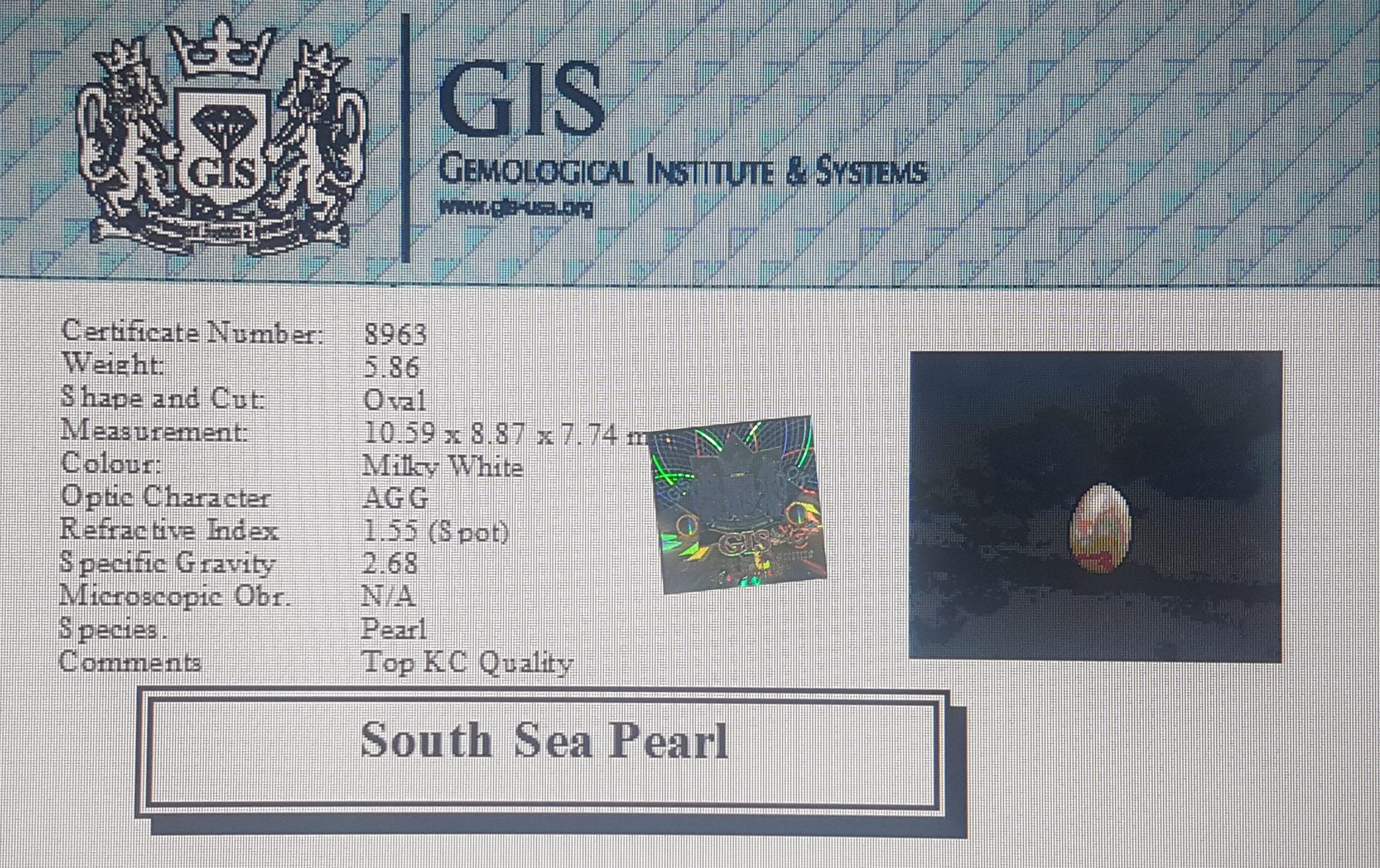 Pearl (South Sea) 5.86 Ct.