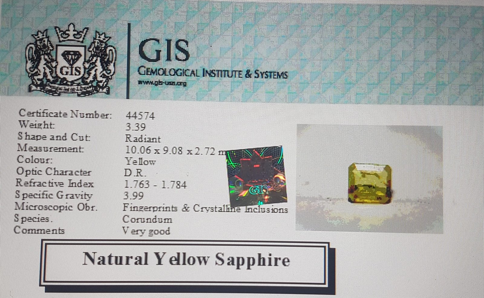 YSP5093 4 scaled 1 Yellow Sapphire 3.39 Ct.