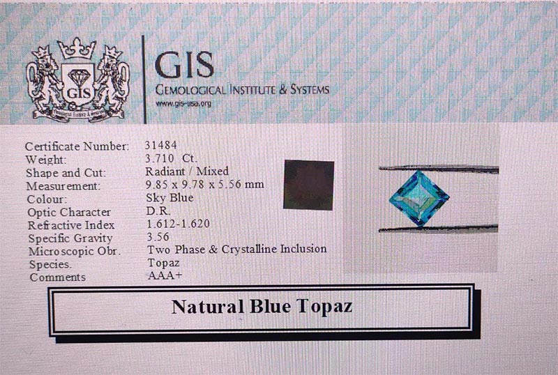 Sky Blue Topaz 3.71 Ct.