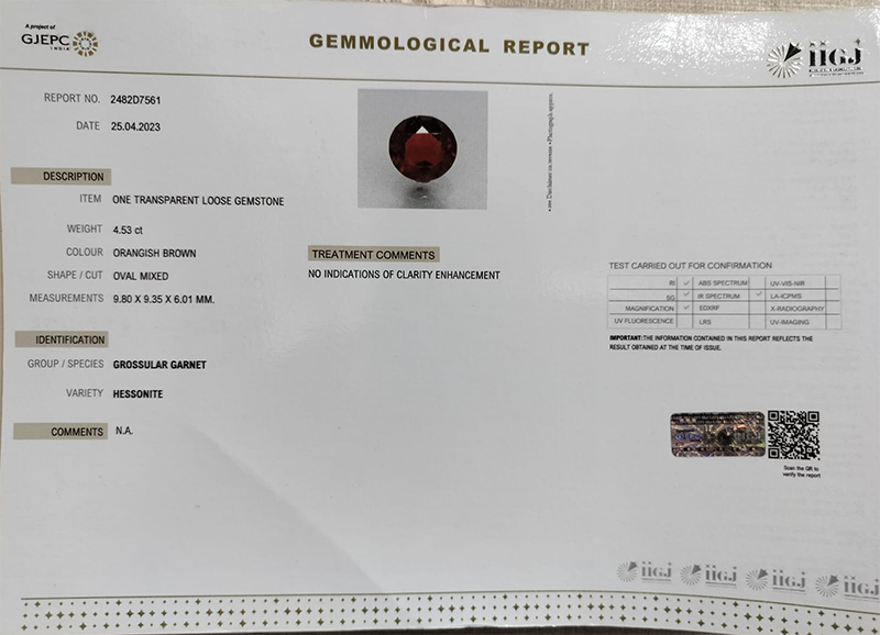 GMD4859 4 HESSONITE GOMED 4.53 Ct.