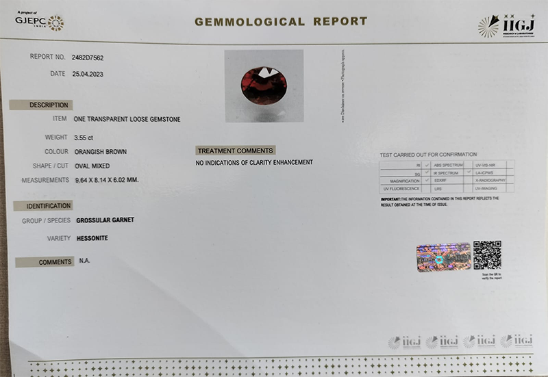 HESSONITE GOMED 3.55 Ct. 5 GMD4860 4 HESSONITE GOMED 3.55 Ct.