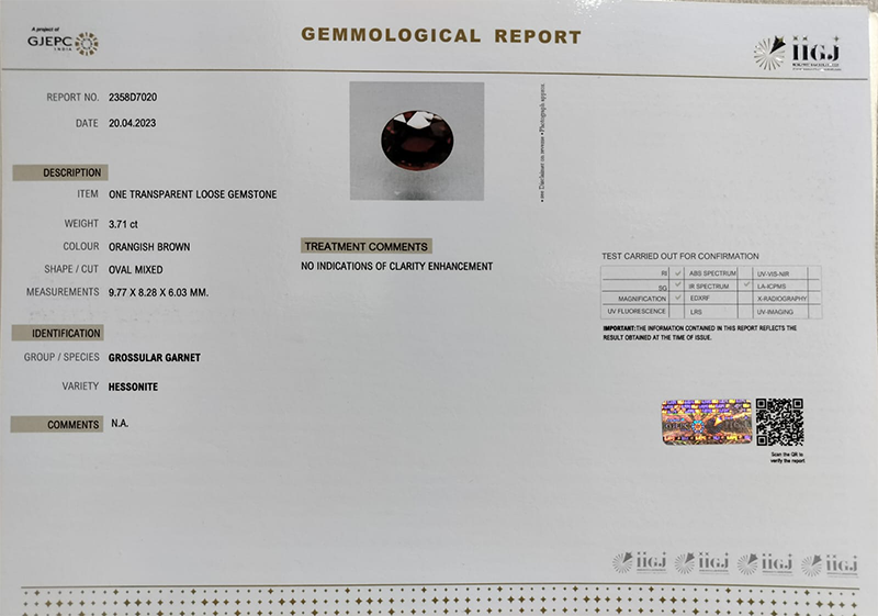 HESSONITE GOMED 3.71 Ct. 5 GMD4863 4 HESSONITE GOMED 3.71 Ct.