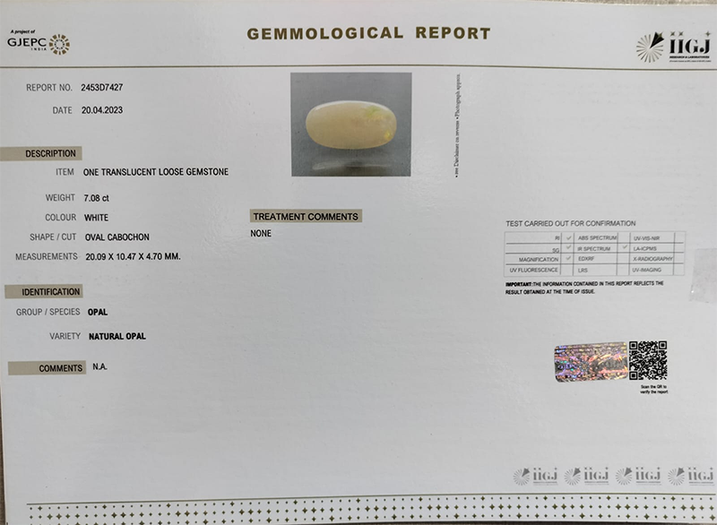 OPL6876 4 OPAL 7.08 Ct.