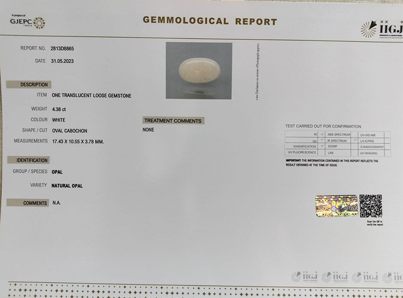 OPL6953 4 OPAL 4.38 Ct.
